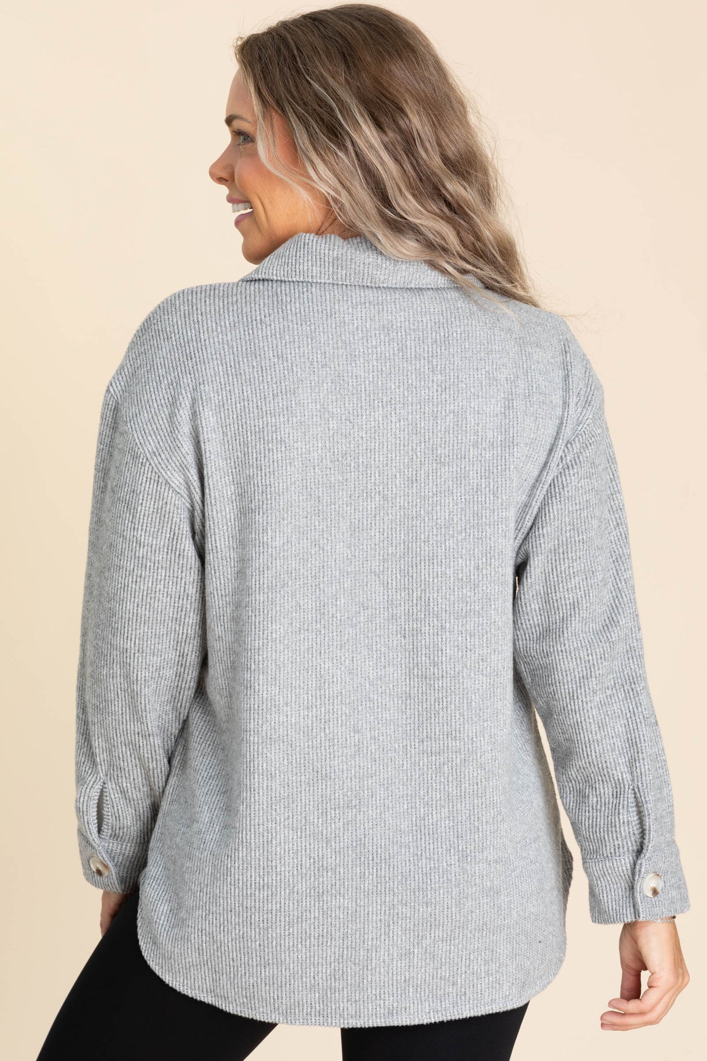 Heather Grey Cozy Brushed Waffle Shacket