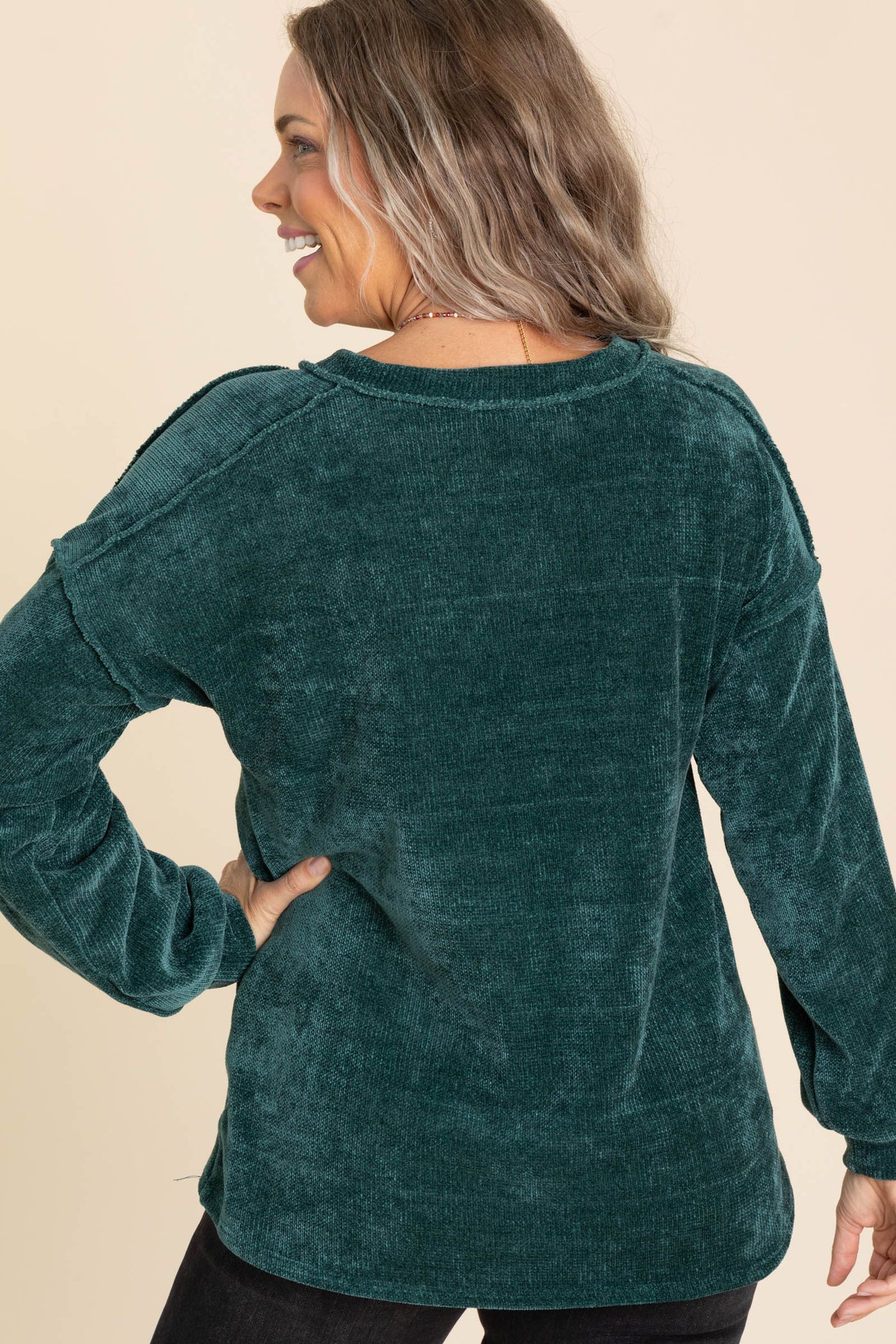 Chenille V-Neck Comfy Knit Tops