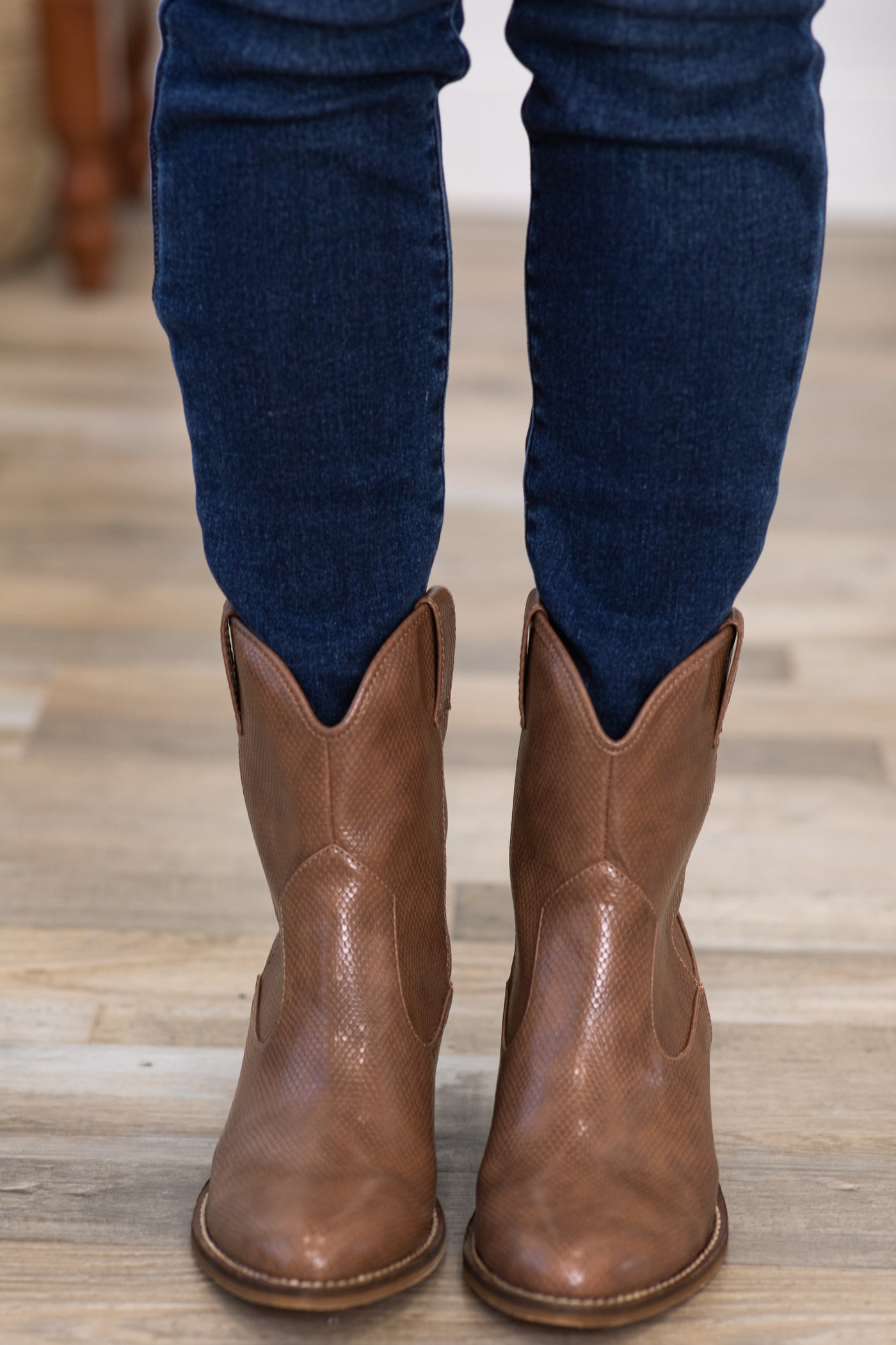Taupe Point Toe Short Western Booties