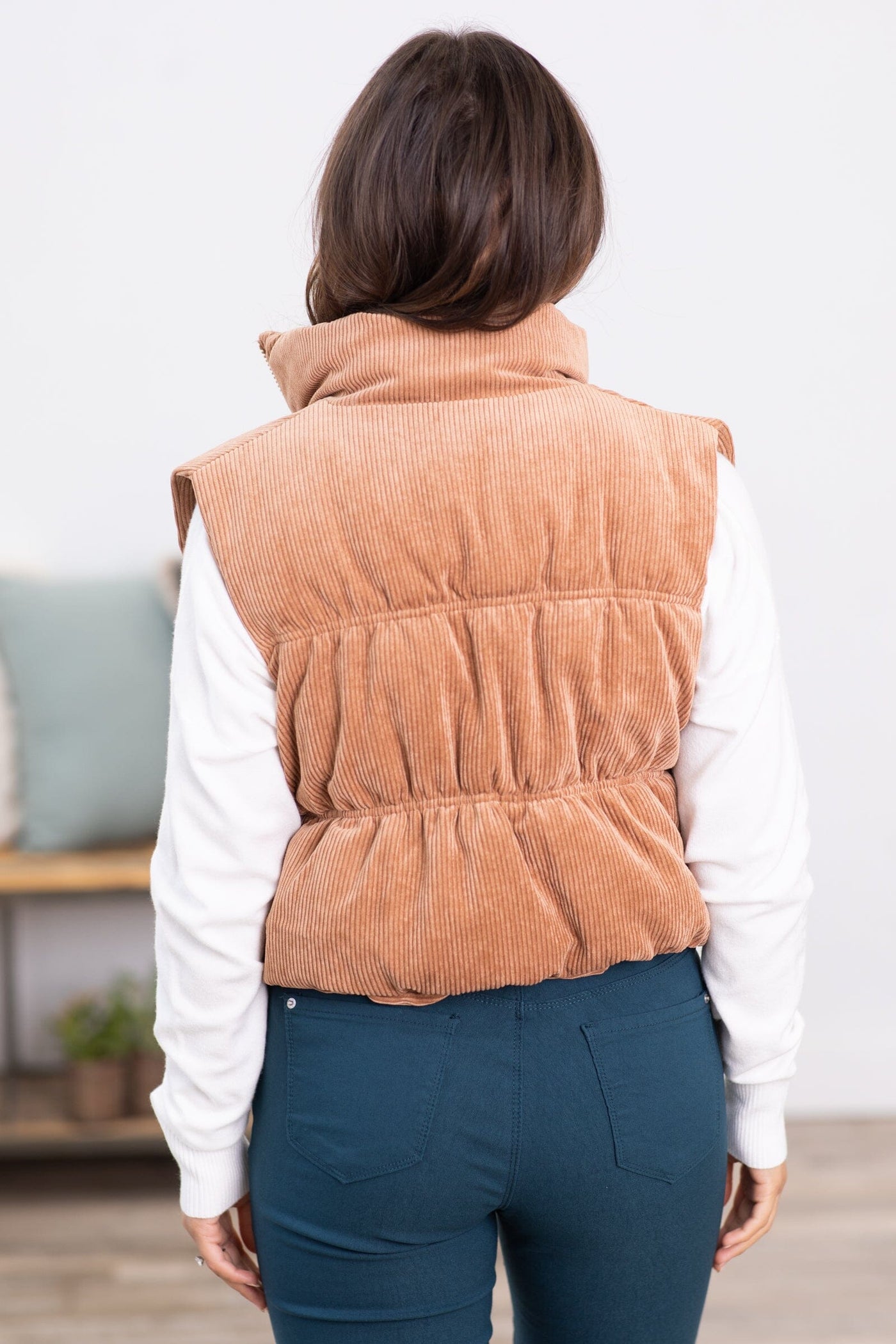 Camel Baby Corduroy Puffer Vest - Filly Flair