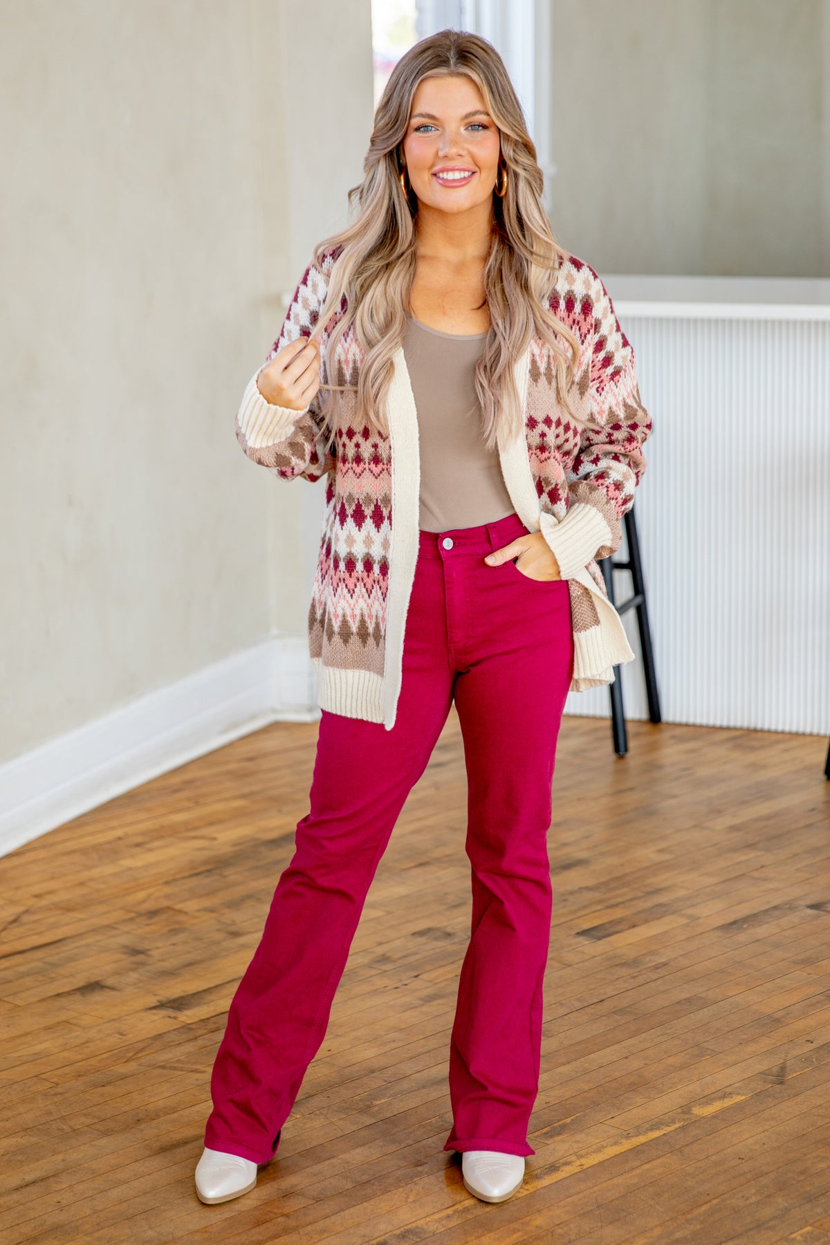 Bootcut Velvet Raspberry Sneak Peek Raspberry Slim Bootcut Jeans · Filly Flair