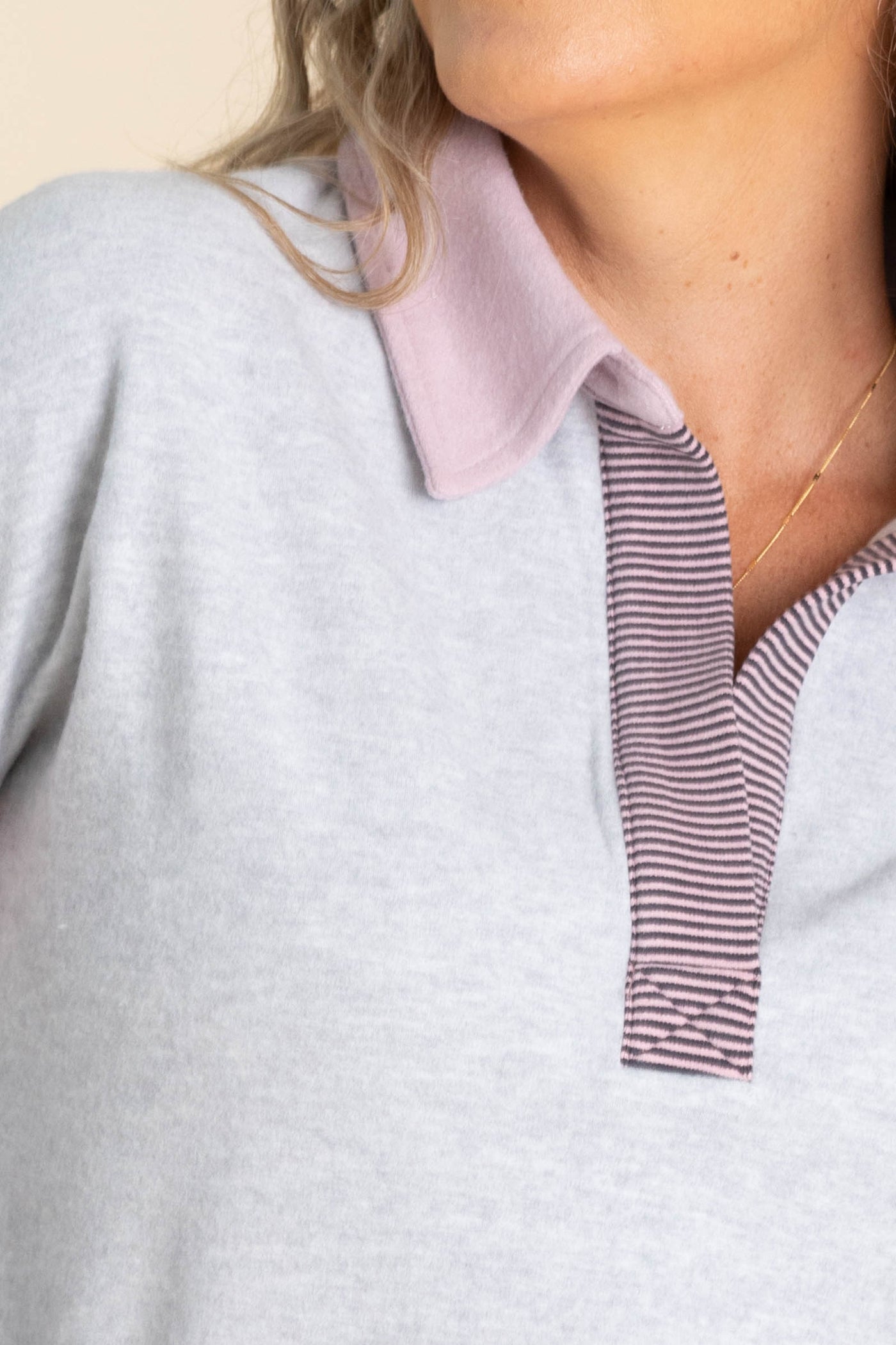 Colorblock Hacci Brushed Long Sleeve Knit Top