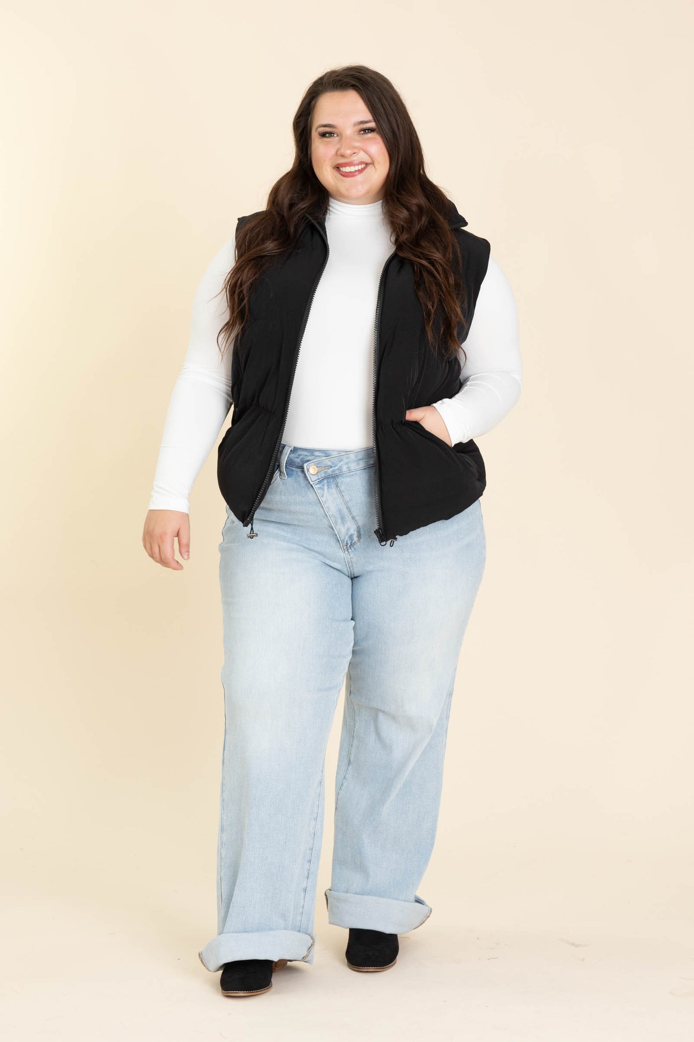 Solid Woven Puffer Vest