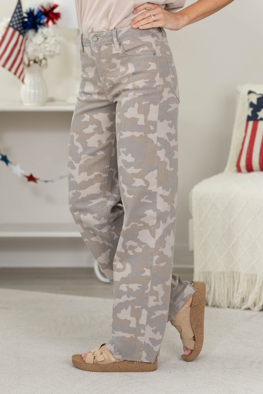 Hidden Tan Camo High Rise Dad Jean
