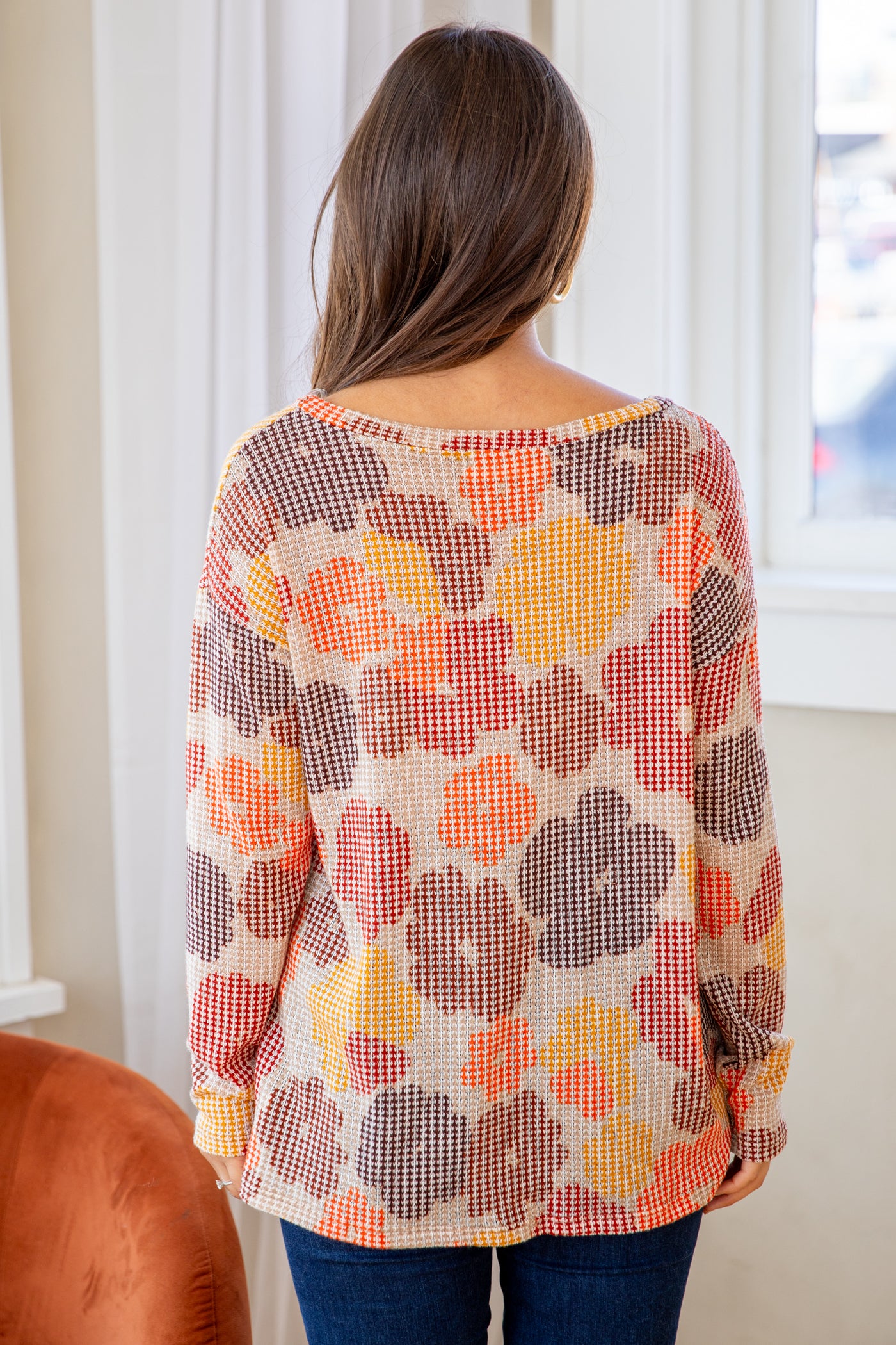 Mocha Multicolor Abstract Floral Print Top