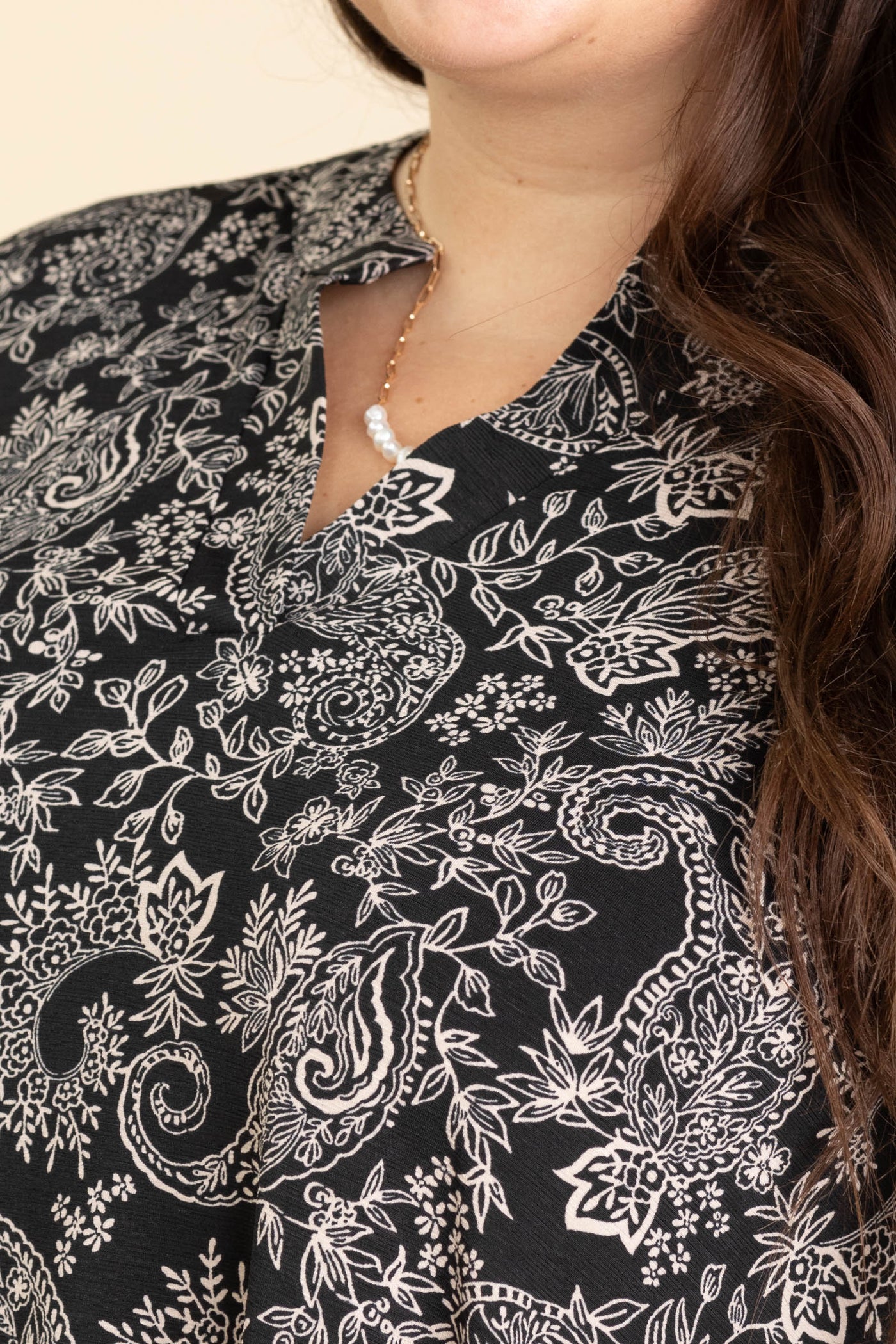 Black Paisley Printed Wrinkle Free Dress