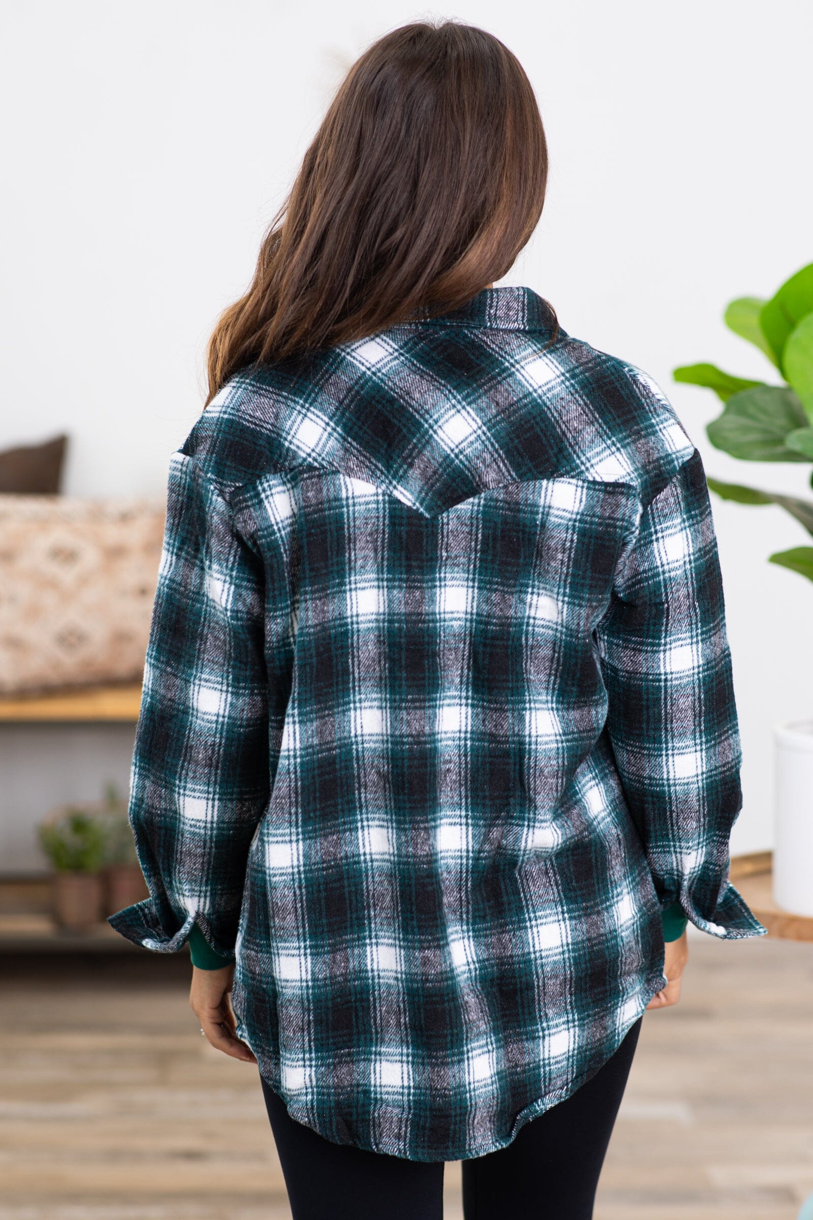 Black and Emerald Green Plaid Shacket - Filly Flair