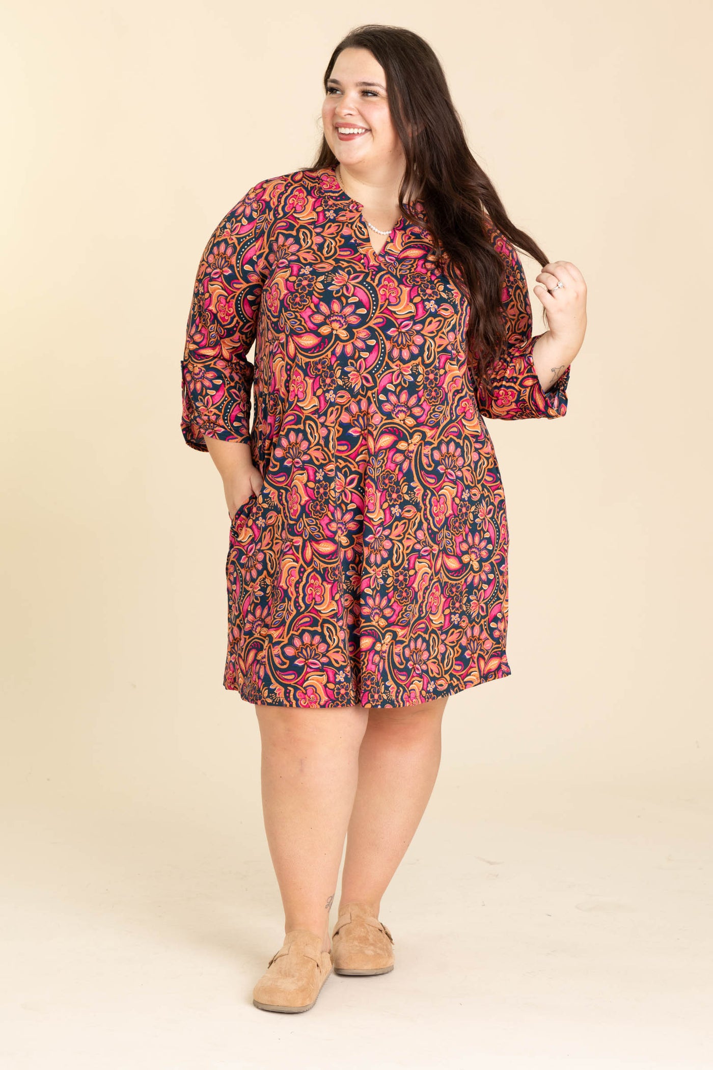 Berry Print Wrinkle Free Dress