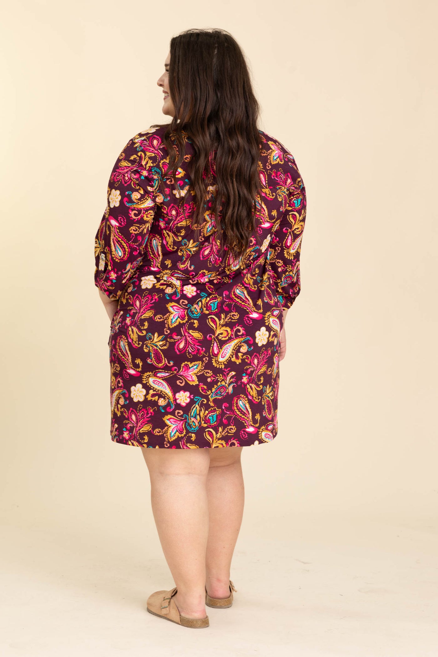 Purple Printed Wrinkle Free Dress