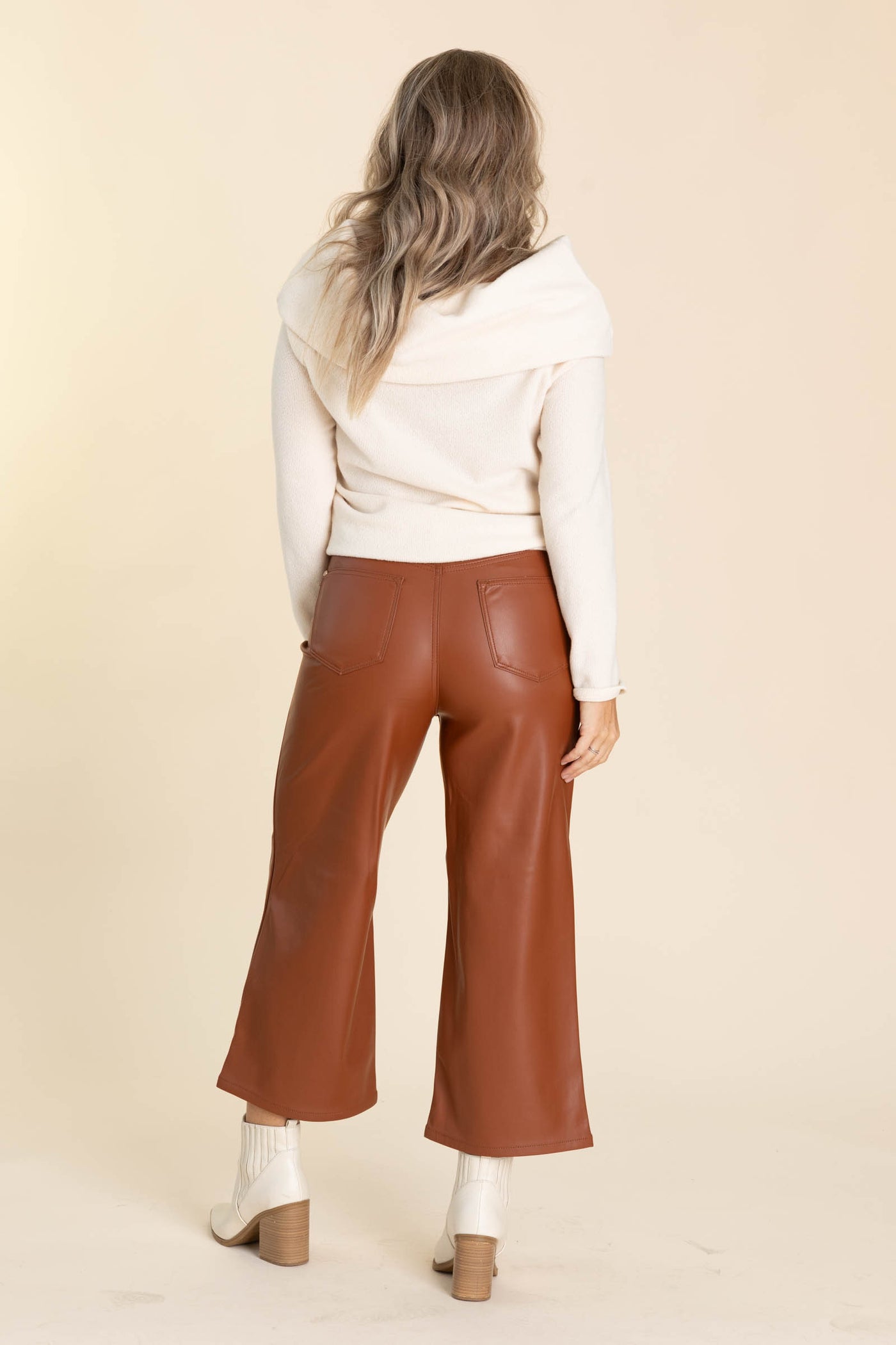 Tummy Control Faux Leather Crop Pant