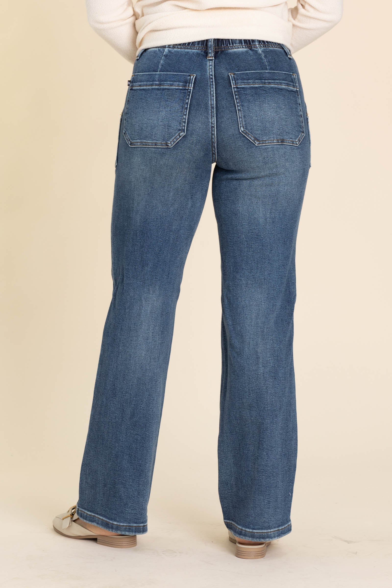 via j トレーナー TODAYFUL CANAL JEAN Ungrid Judy Blue Medium Wash Drawstring Wide Jeans · Filly Flair