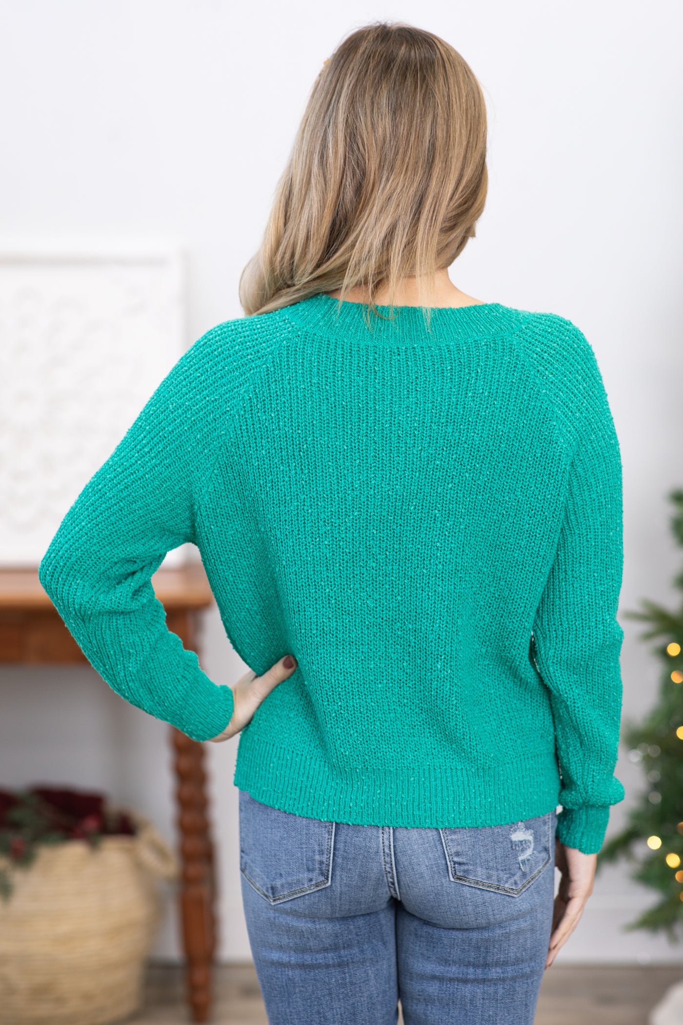 Emerald Green Ribbed Sweater