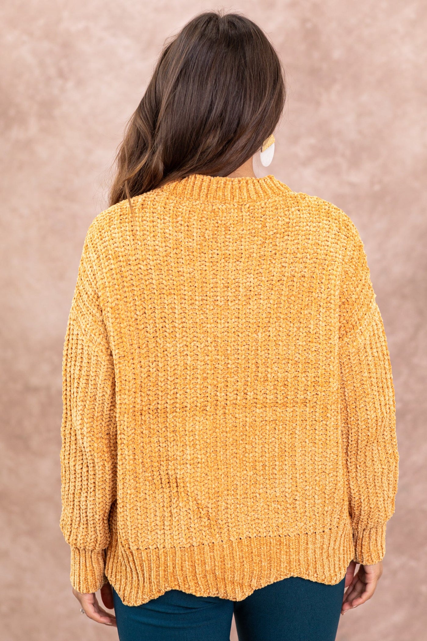 Copper Ribbed Sweater With Scallop Trim - Filly Flair
