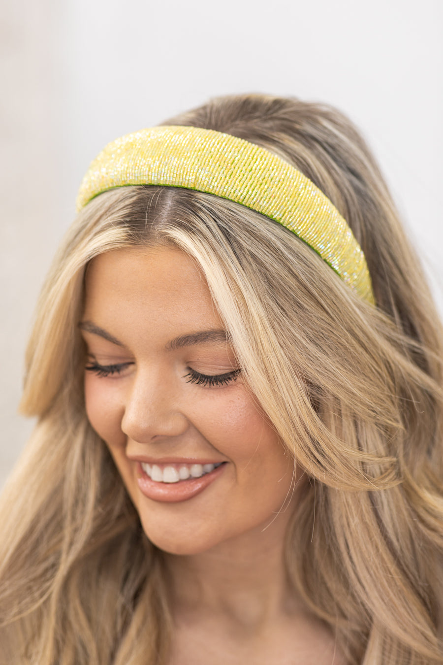 Green Homemade Crystal Beads Headband