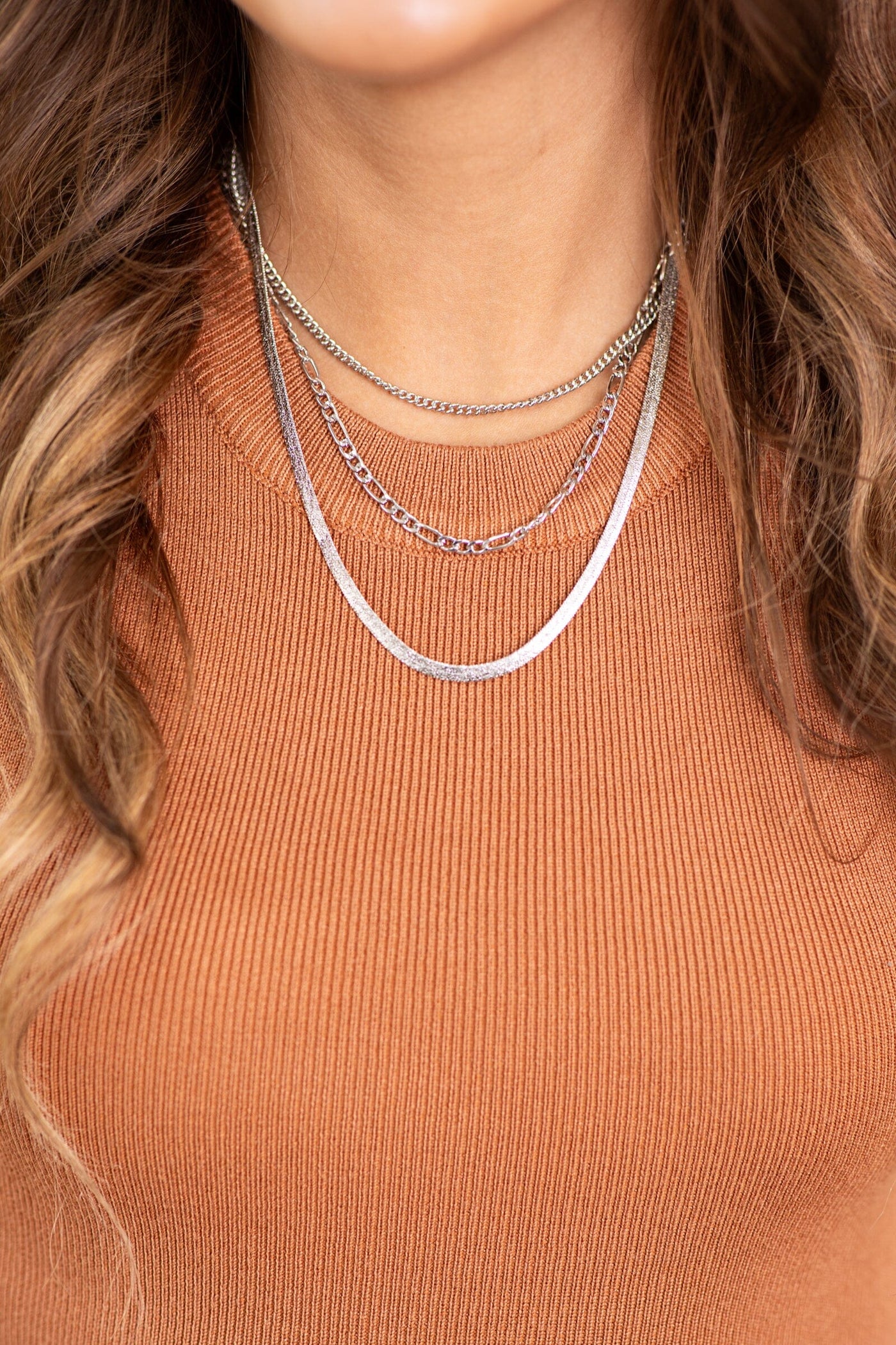 Silver Multi Layer Chain Necklace - Filly Flair