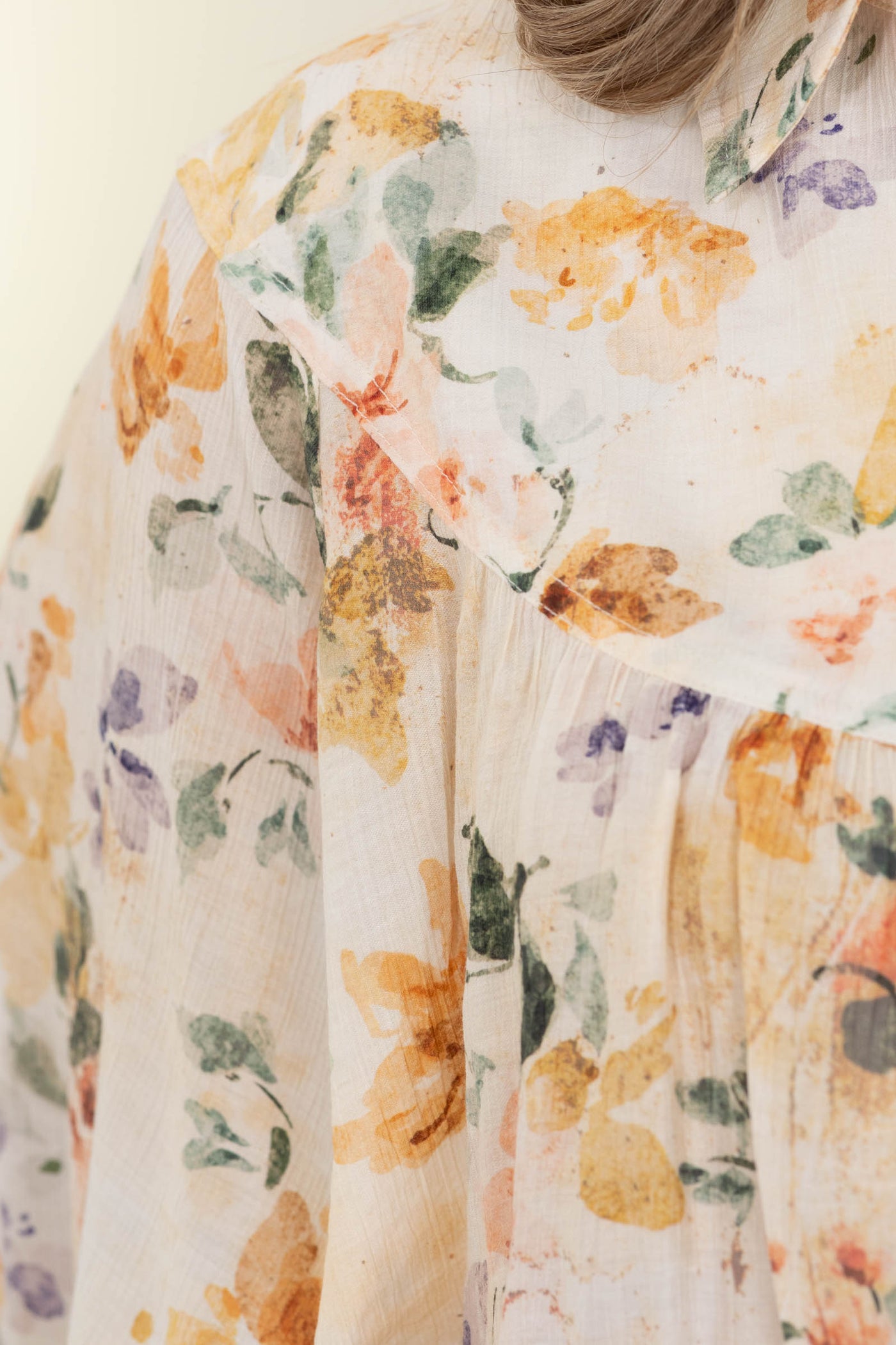 Ivory And Marigold Floral Button Down Blouse