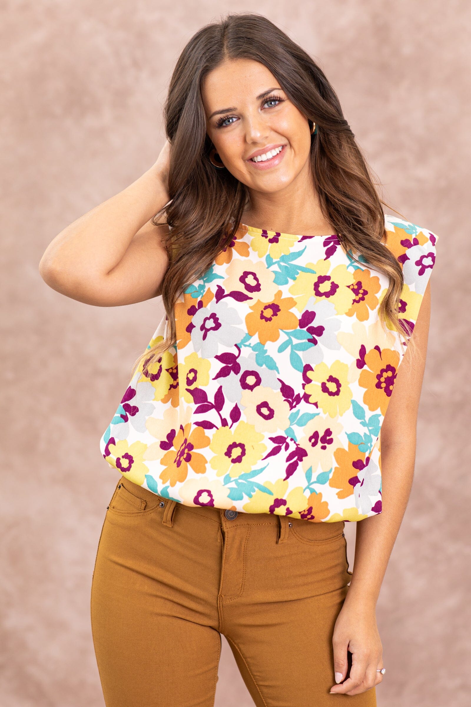 Berry Multicolor Floral Print Top - Filly Flair