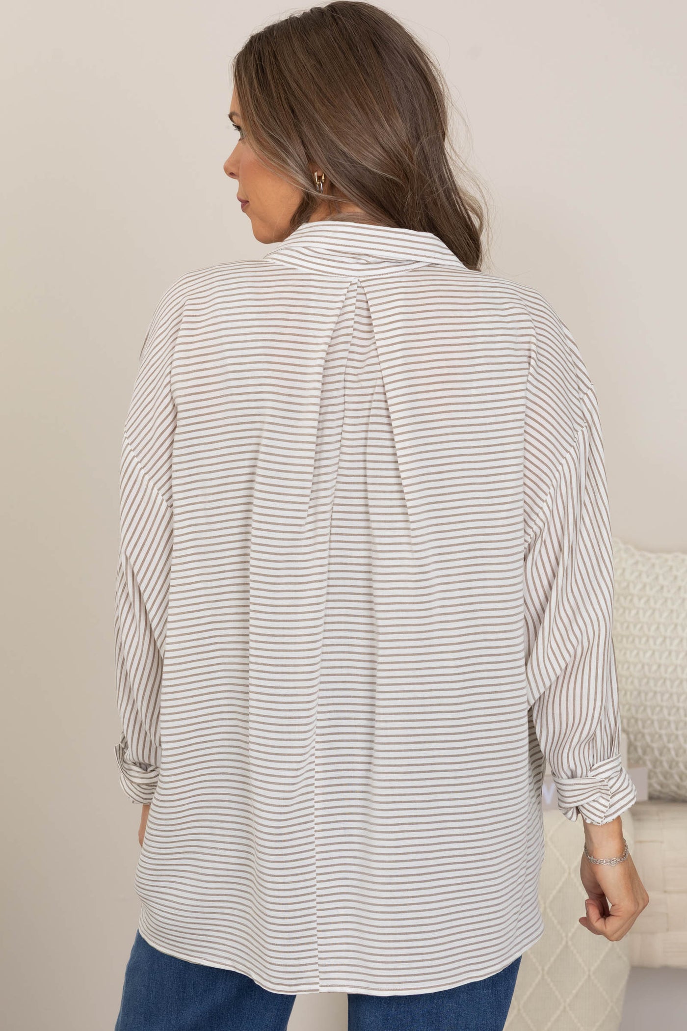 Woven Stripe Button Down Shirts