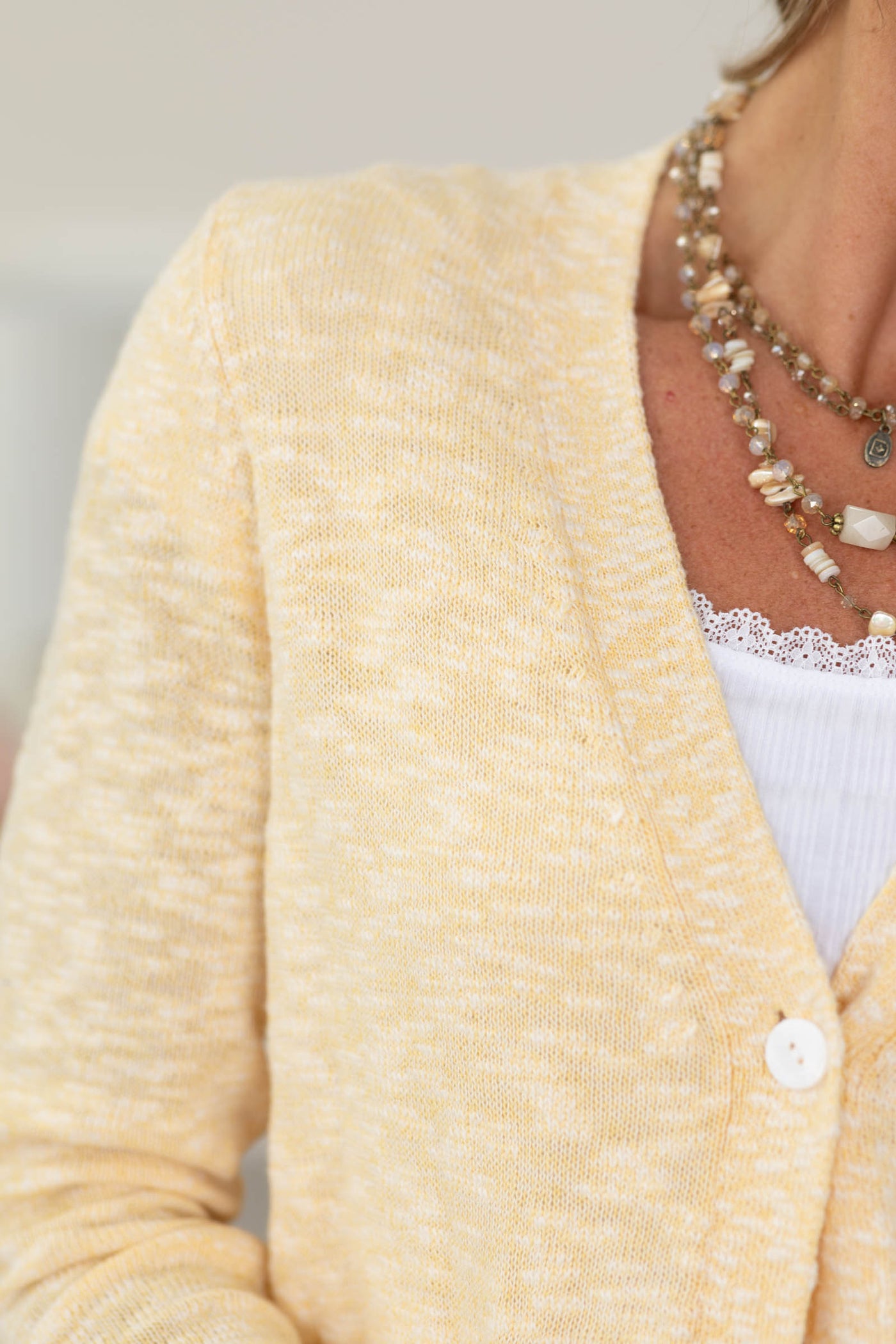Yellow Button Up Varsity Style Cardigan