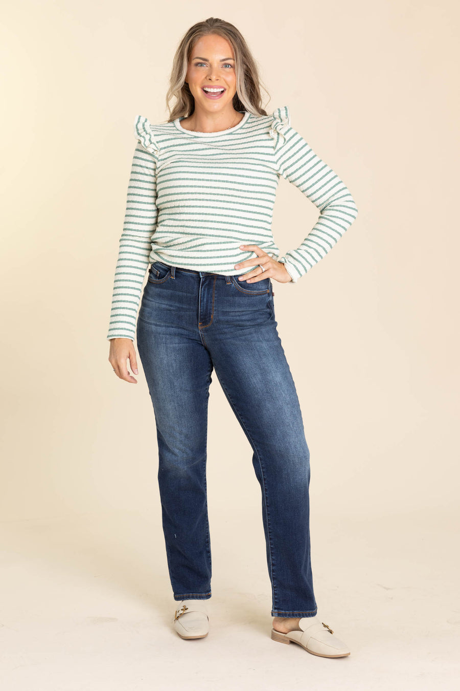 Judy Blue Dark Vintage Thermal Straight Jeans