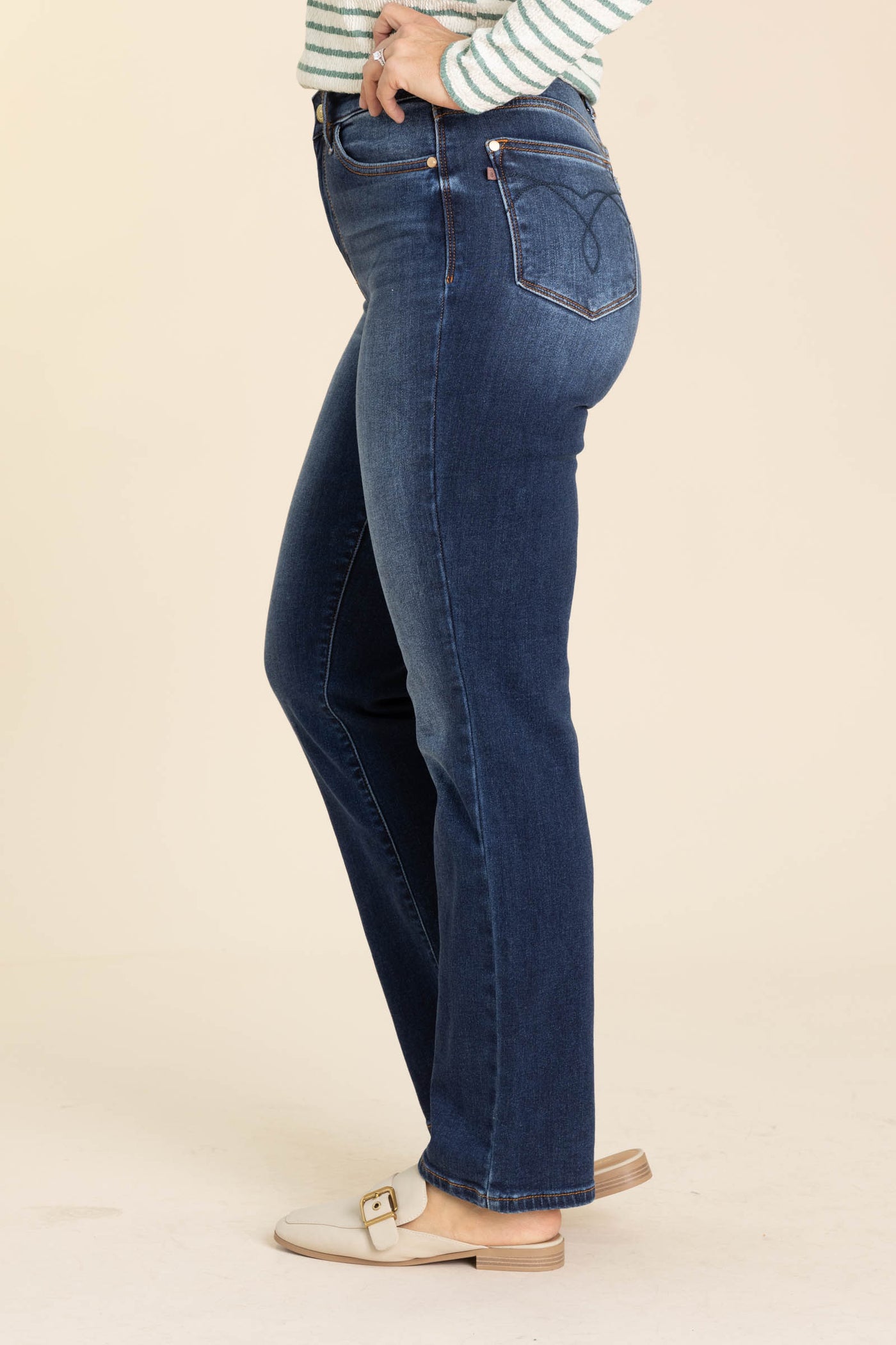Judy Blue Dark Vintage Thermal Straight Jeans