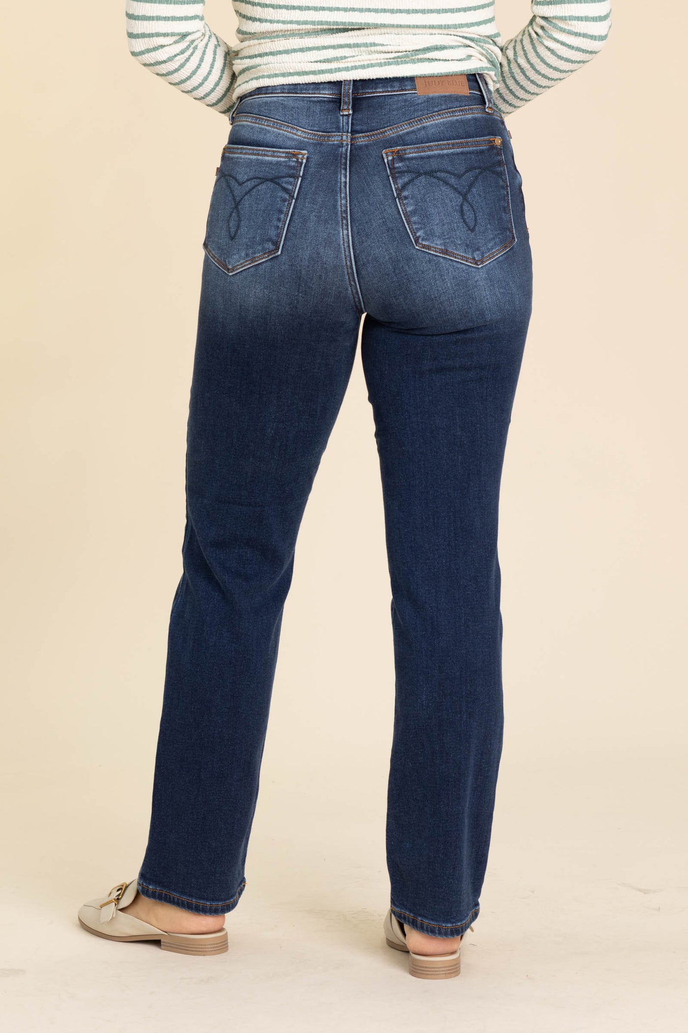Judy Blue Dark Vintage Thermal Straight Jeans