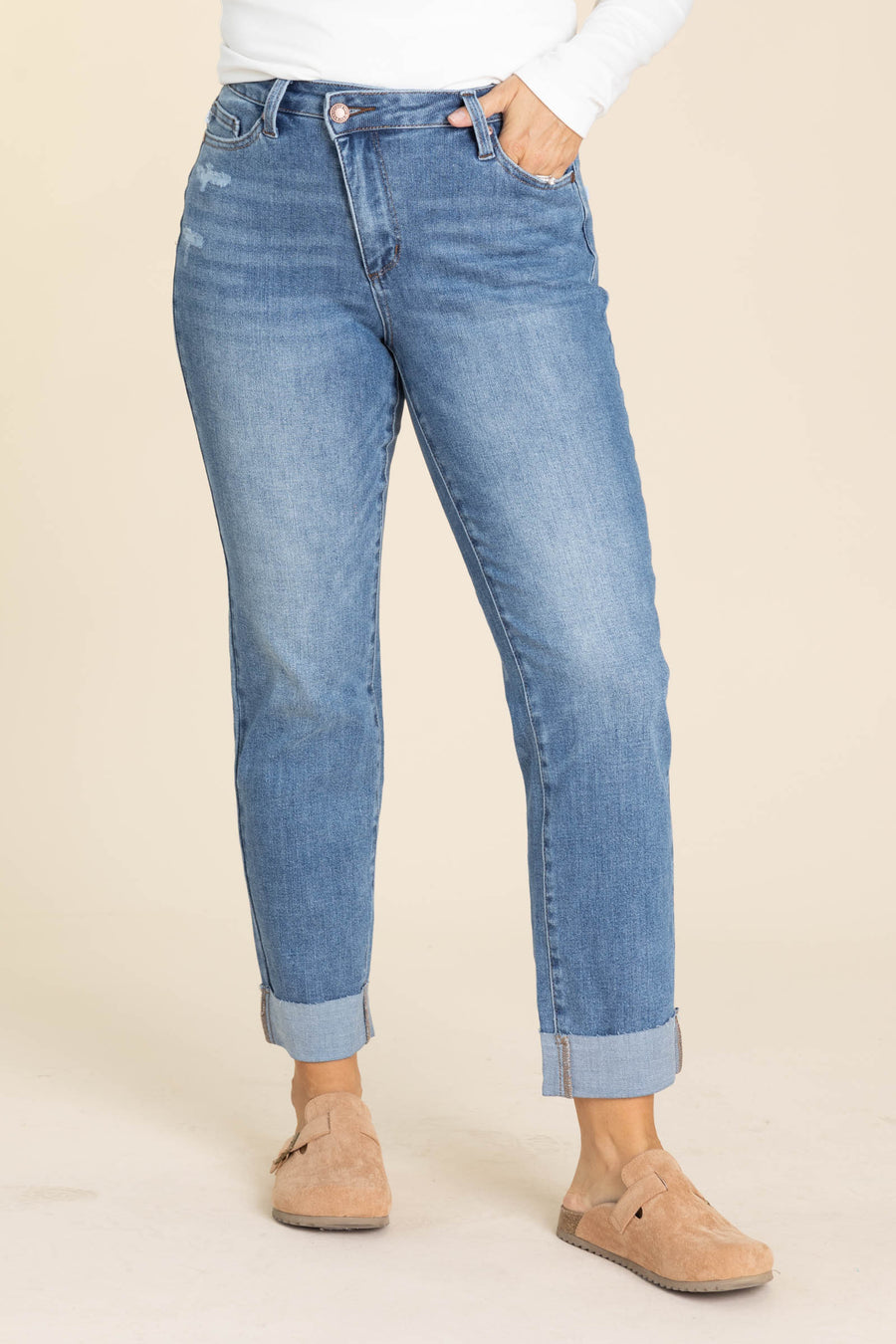 Judy Blue Criss-Cross Single Cuff Jean