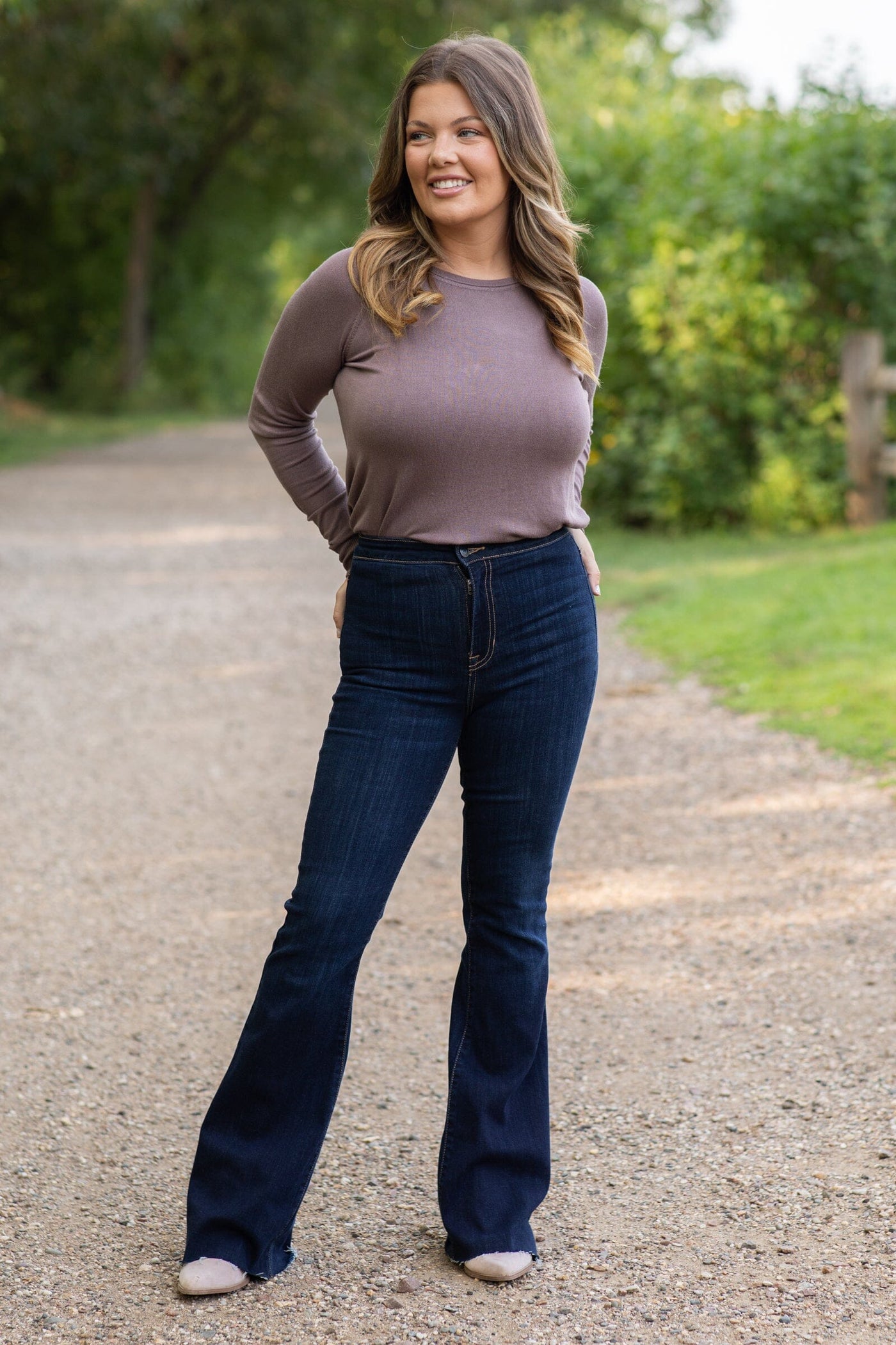 Dark Mauve Lightweight Sweater With Side Slit - Filly Flair