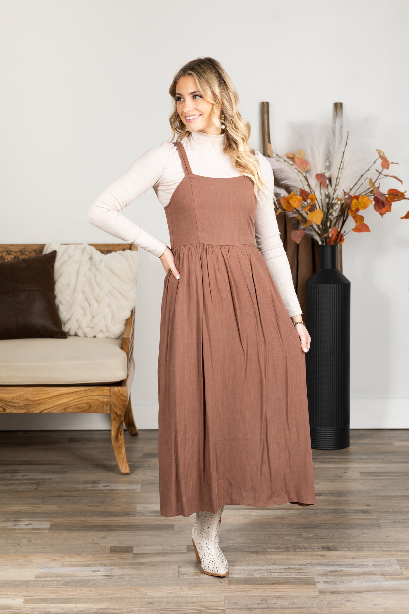 taupe brown dress Layan formal Dress