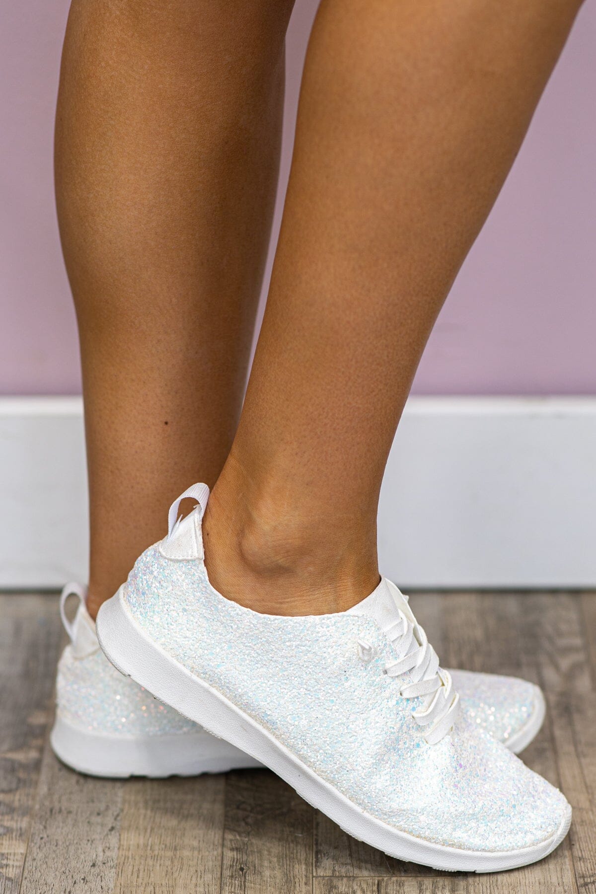 White Glitter Sneakers - Filly Flair