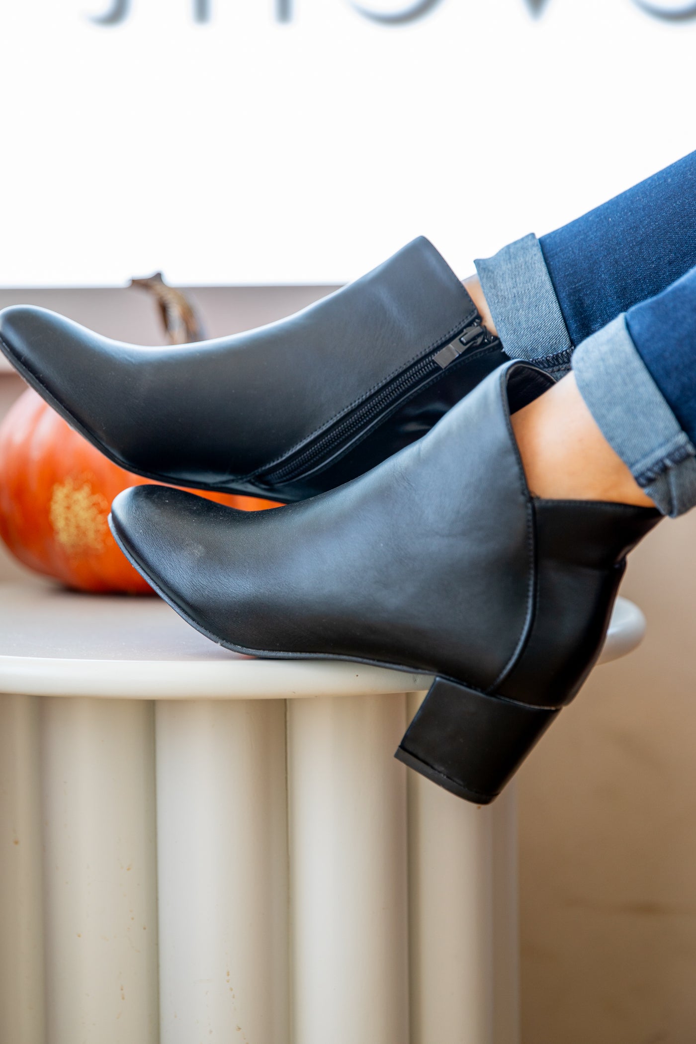Black Faux Leather Booties With Ankle Detail · Filly Flair