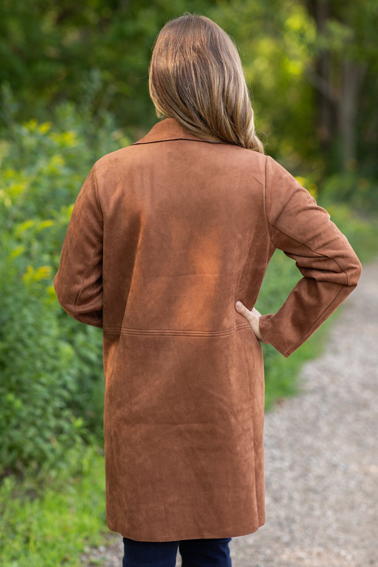 Light Chestnut Faux Suede Jacket - Filly Flair