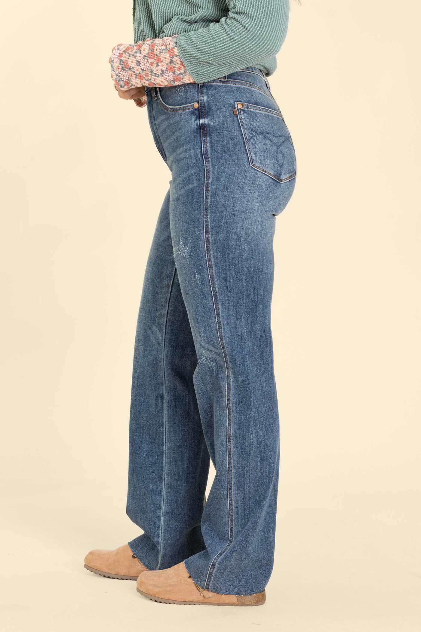 Judy Blue Tummy Control Raw Hem Straight Leg Jeans