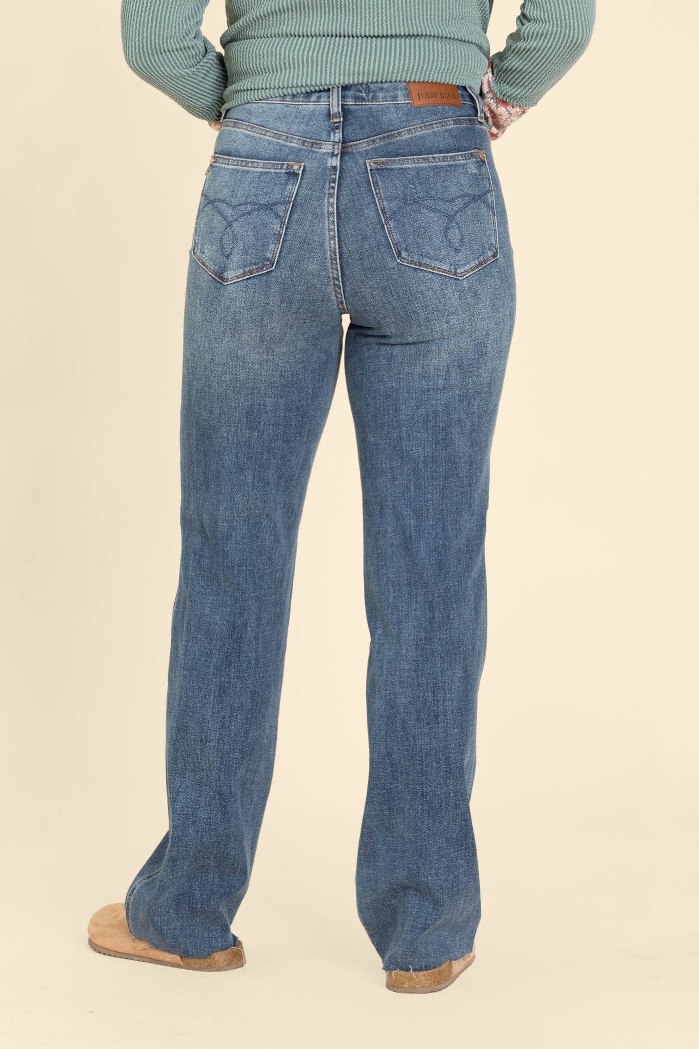 Judy Blue Tummy Control Raw Hem Straight Leg Jeans