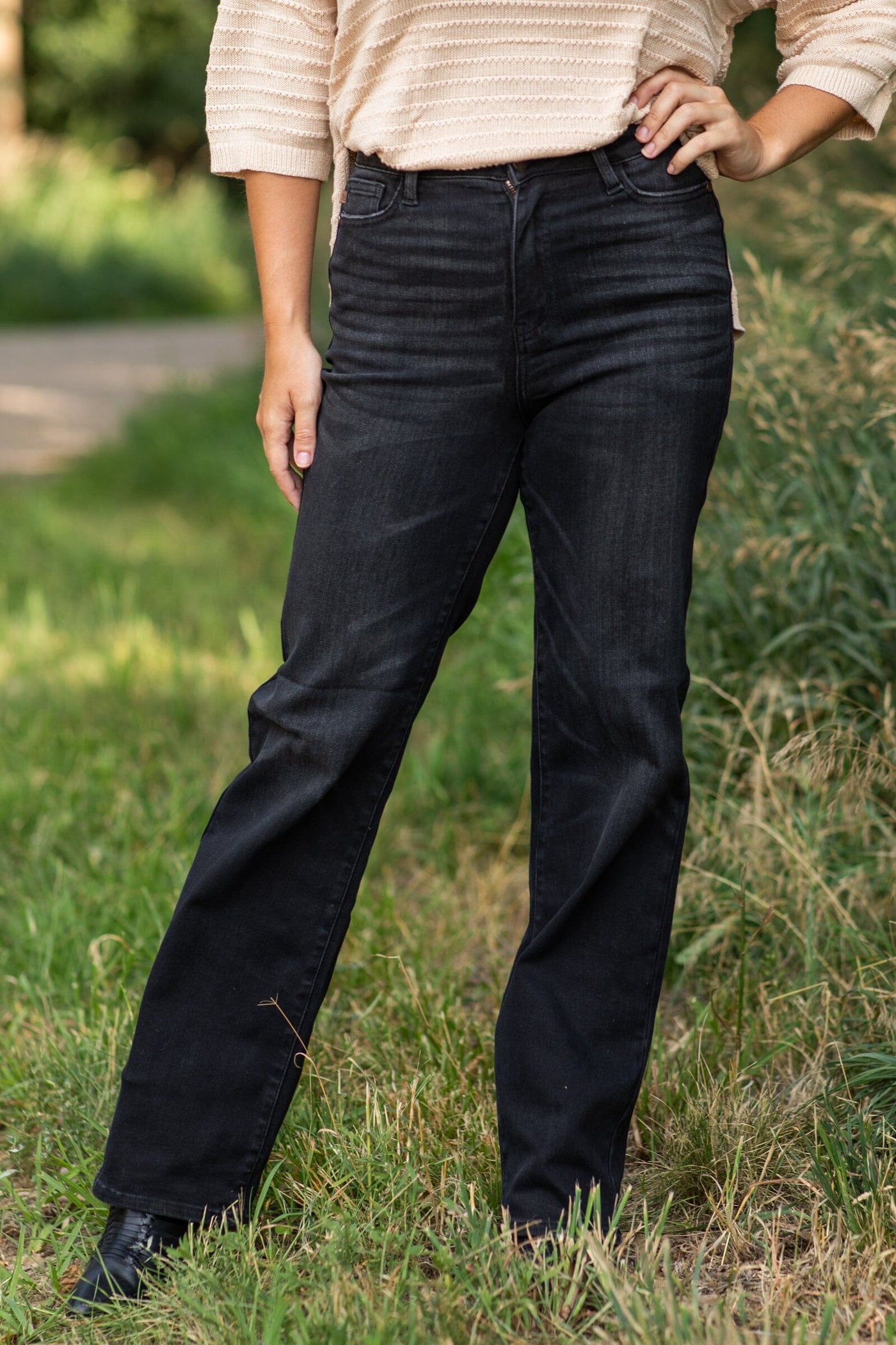 Judy Blue Black Washed Straight Leg Jeans - Filly Flair