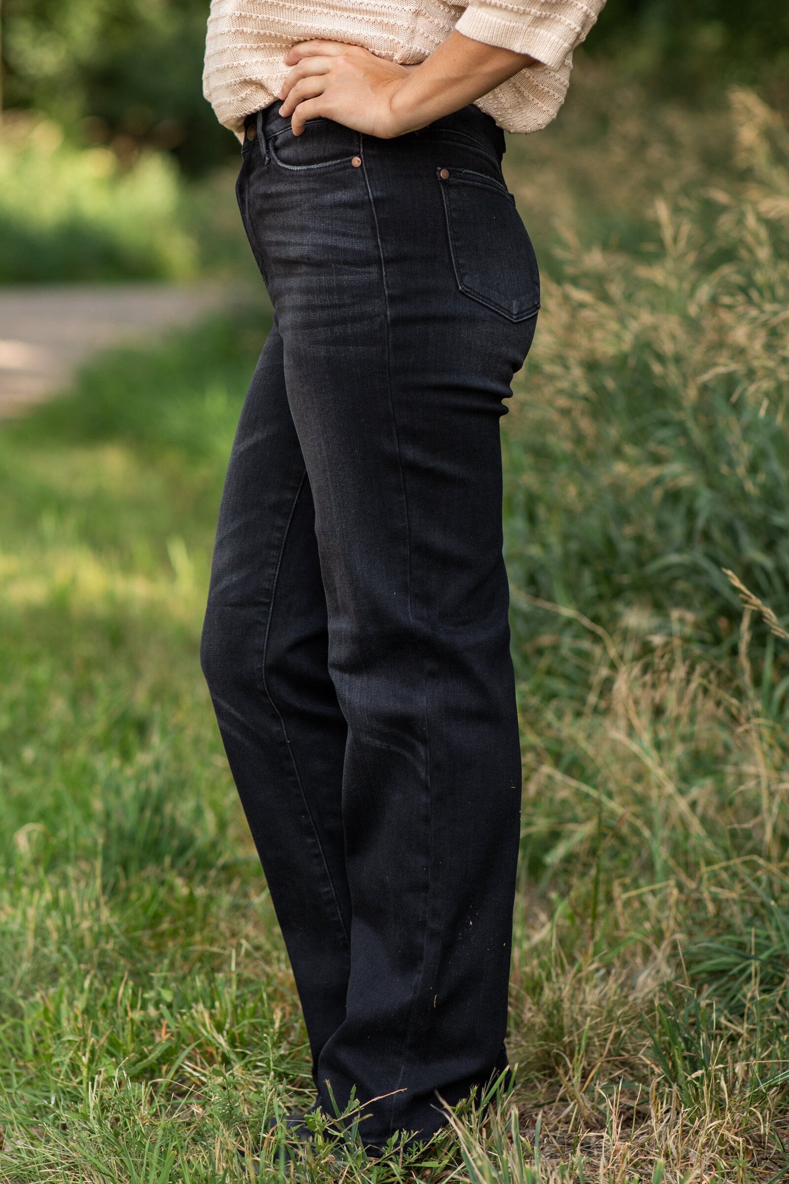 Judy Blue Black Washed Straight Leg Jeans - Filly Flair