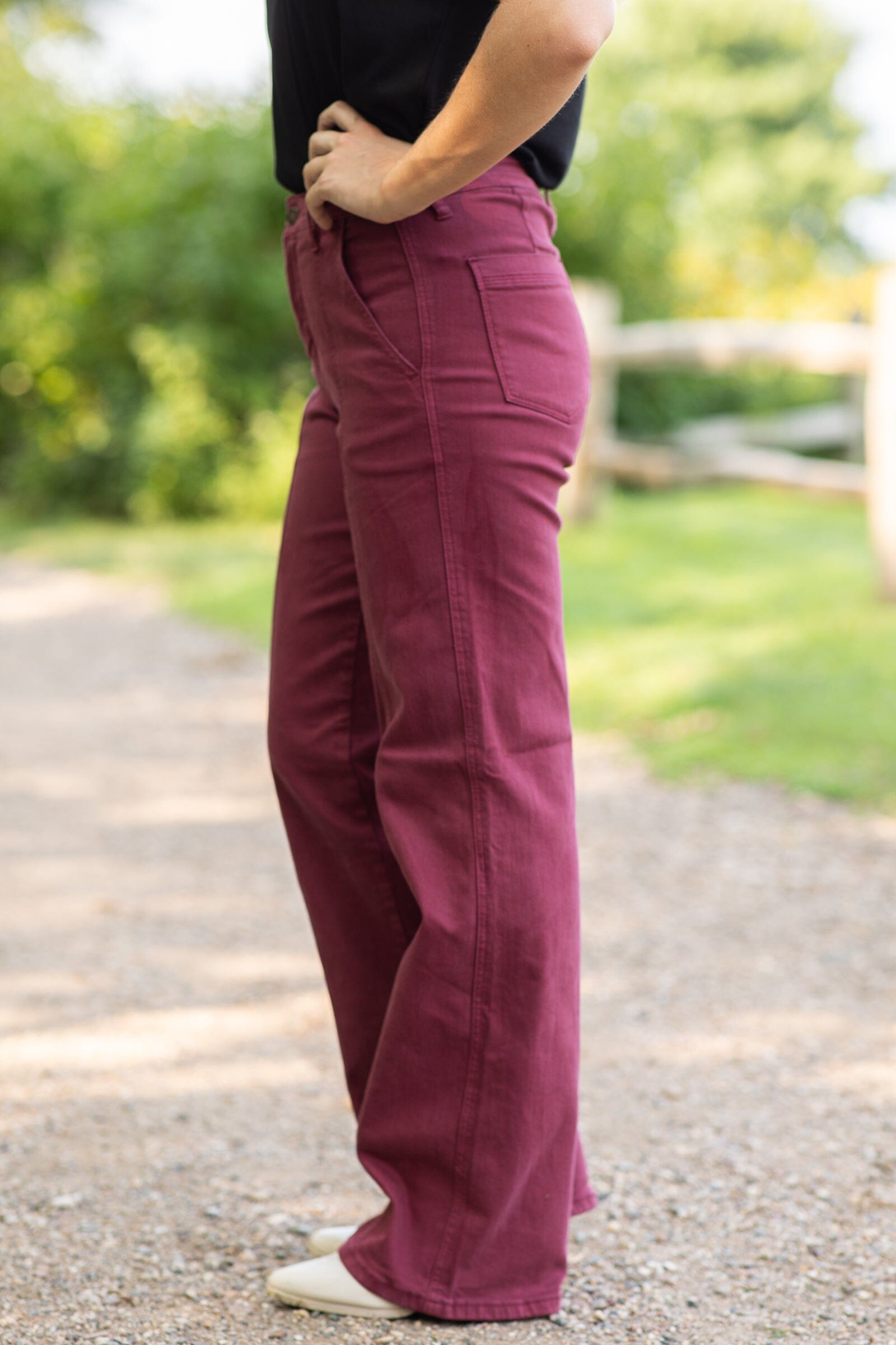Judy Blue Wine Garment Dyed Straight Leg Jeans - Filly Flair
