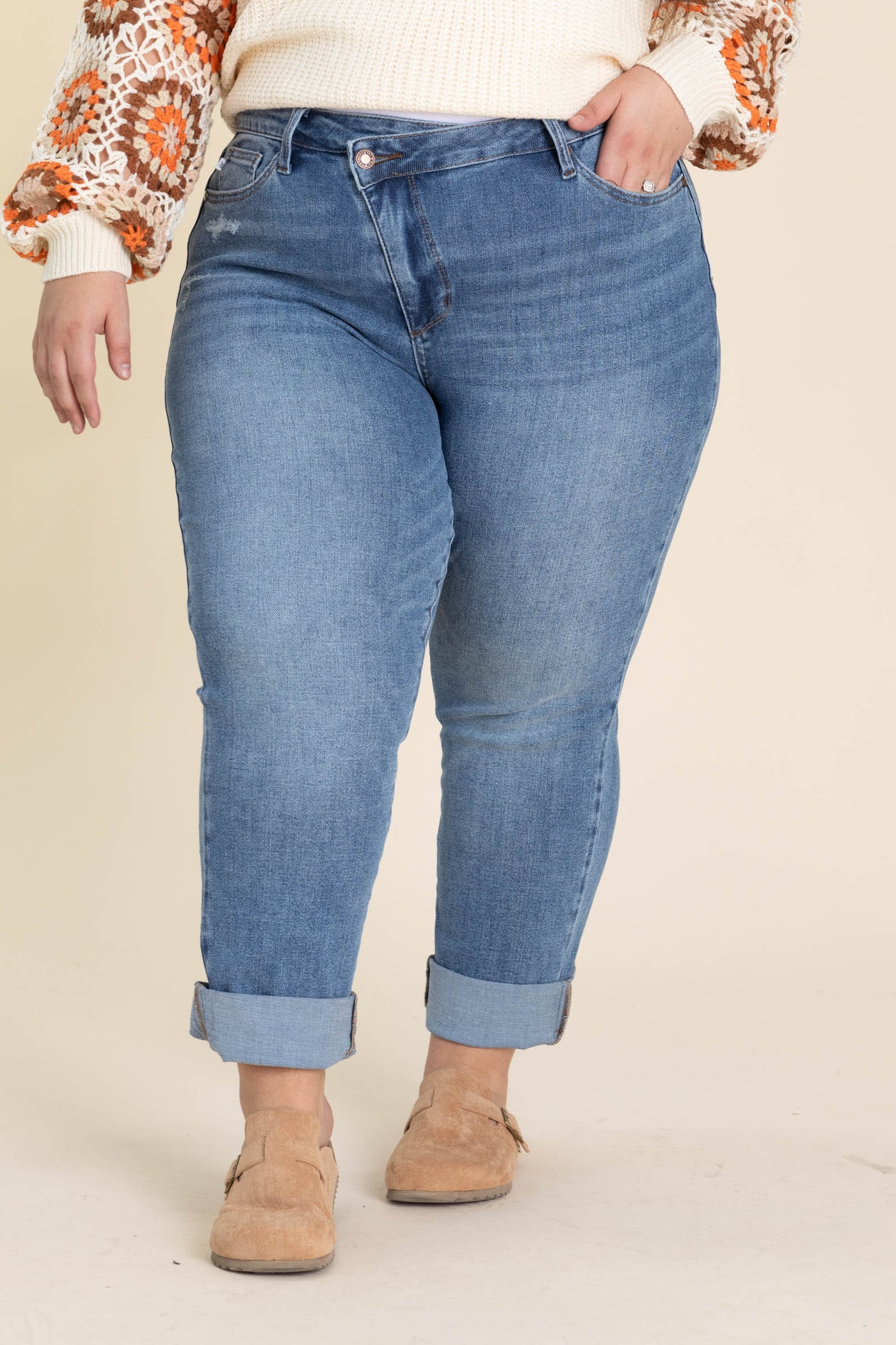 Judy Blue Criss-Cross Single Cuff Jean