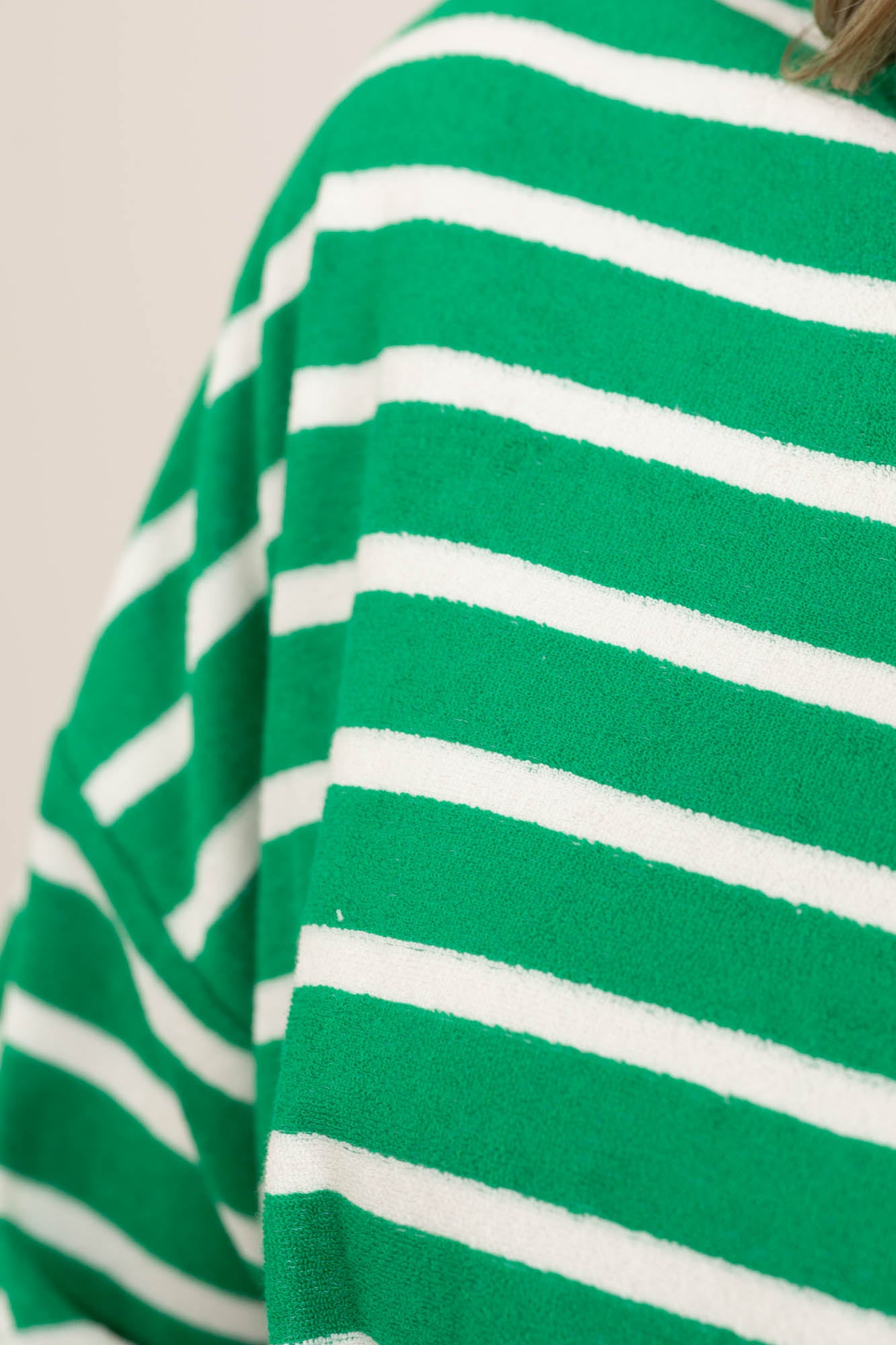 Green And Ivory Stripe Casual Knit Top