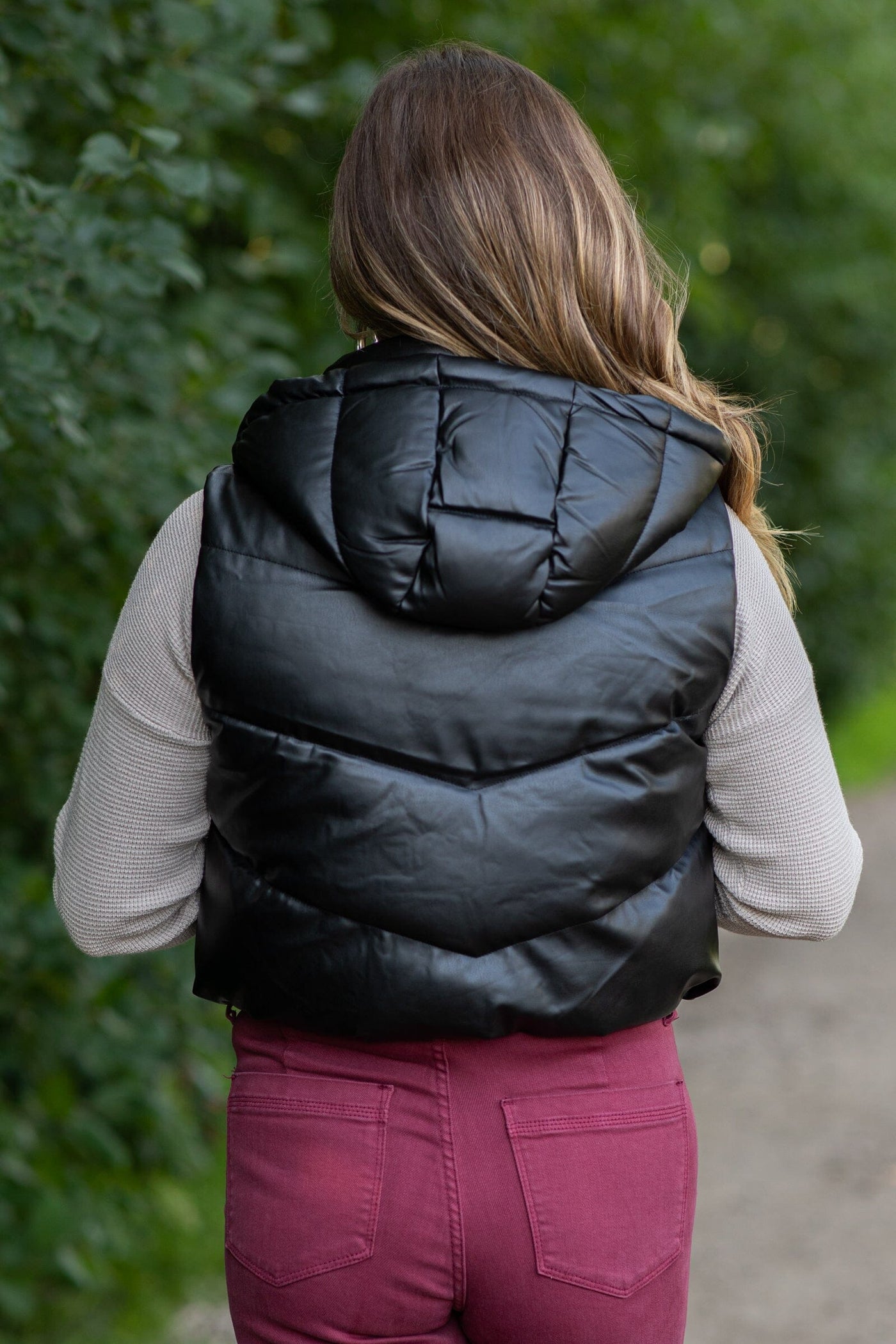 Black Hooded Channel Quilted Puffer Vest - Filly Flair