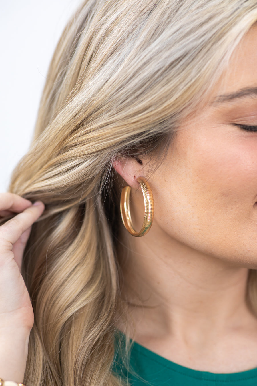 Gold Classic Texture Hoop Earrings