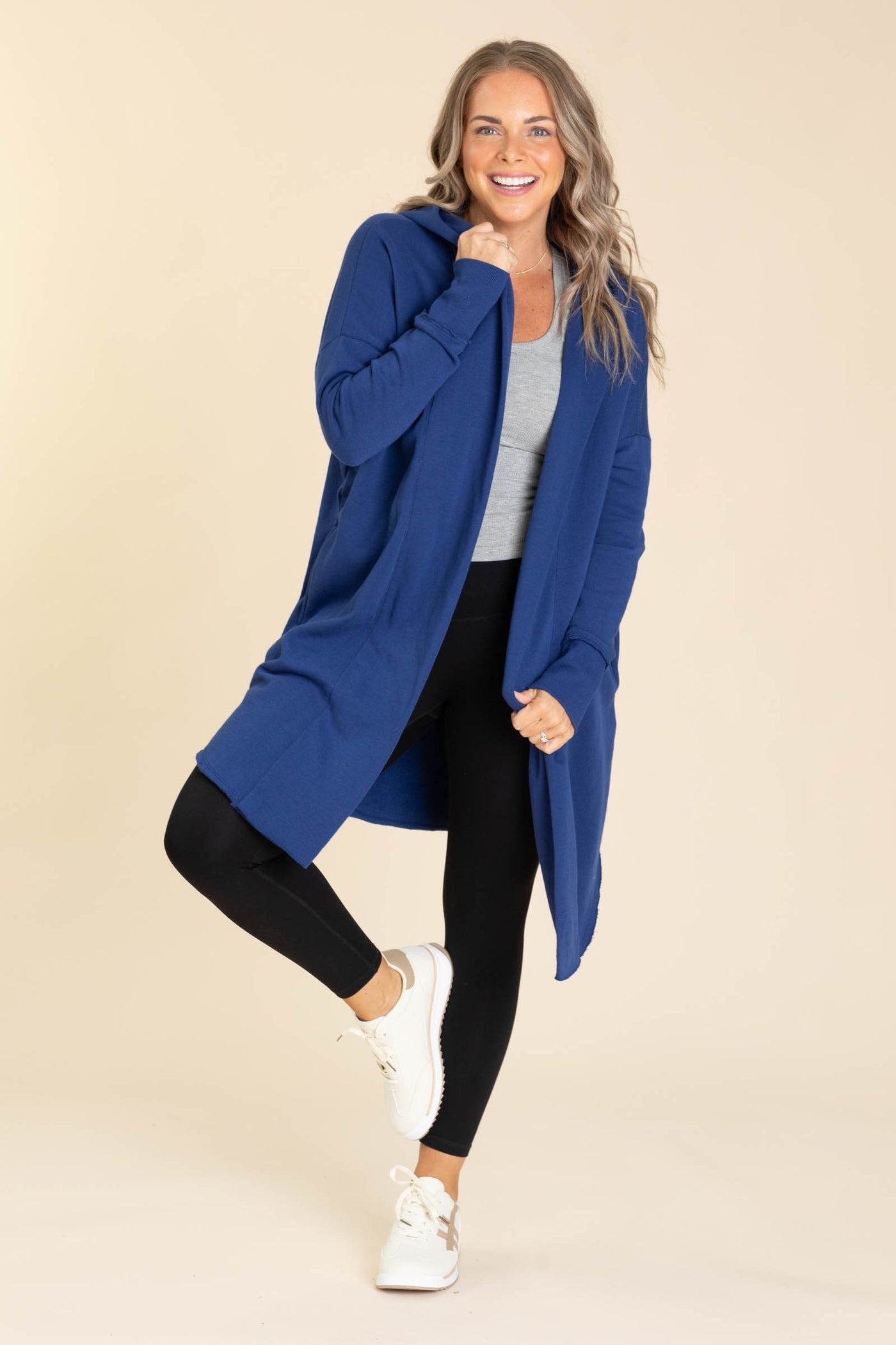 Open Front Longline Hoodie Cardigans