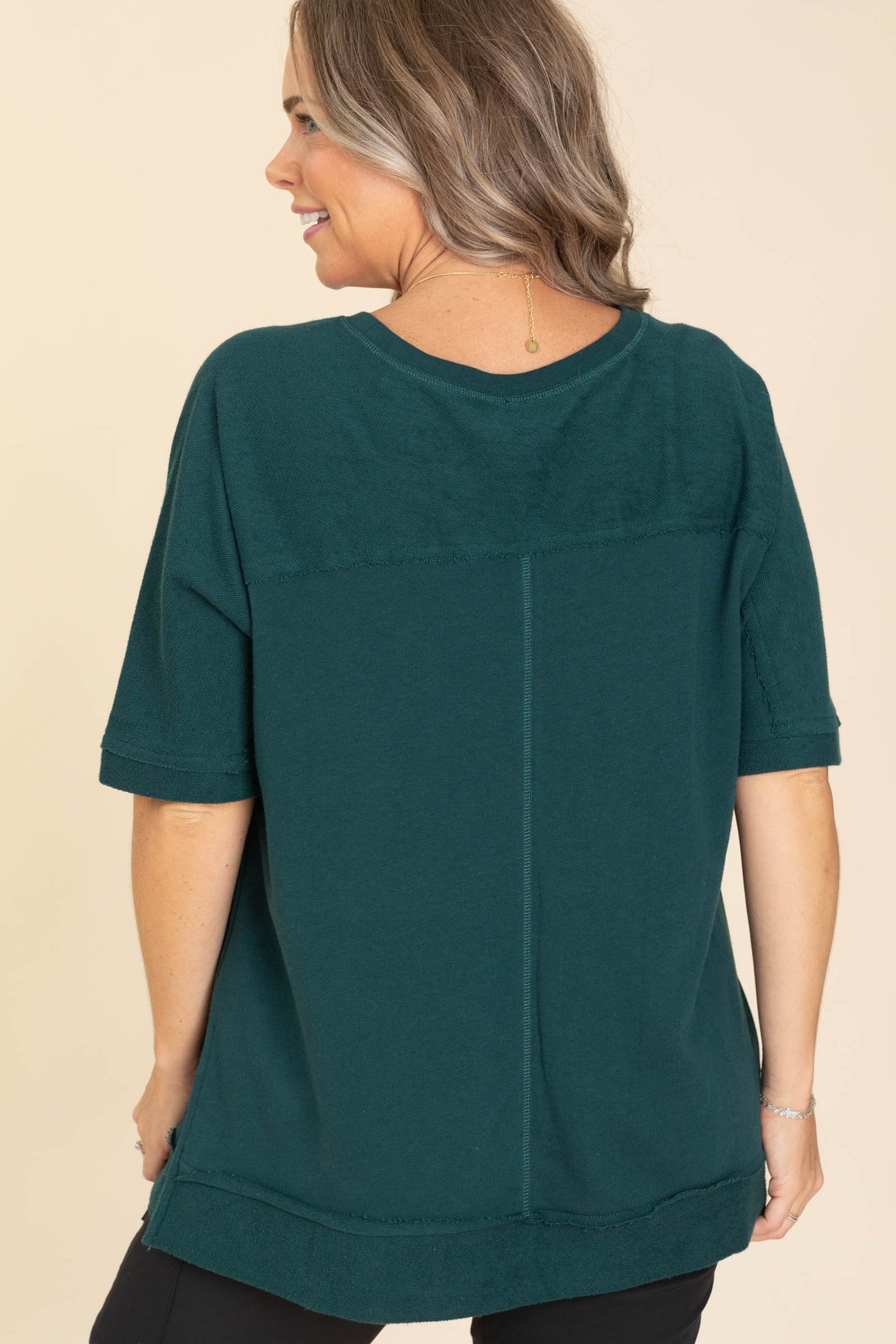 Offset French Terry Dolman Sleeve Knit Tops