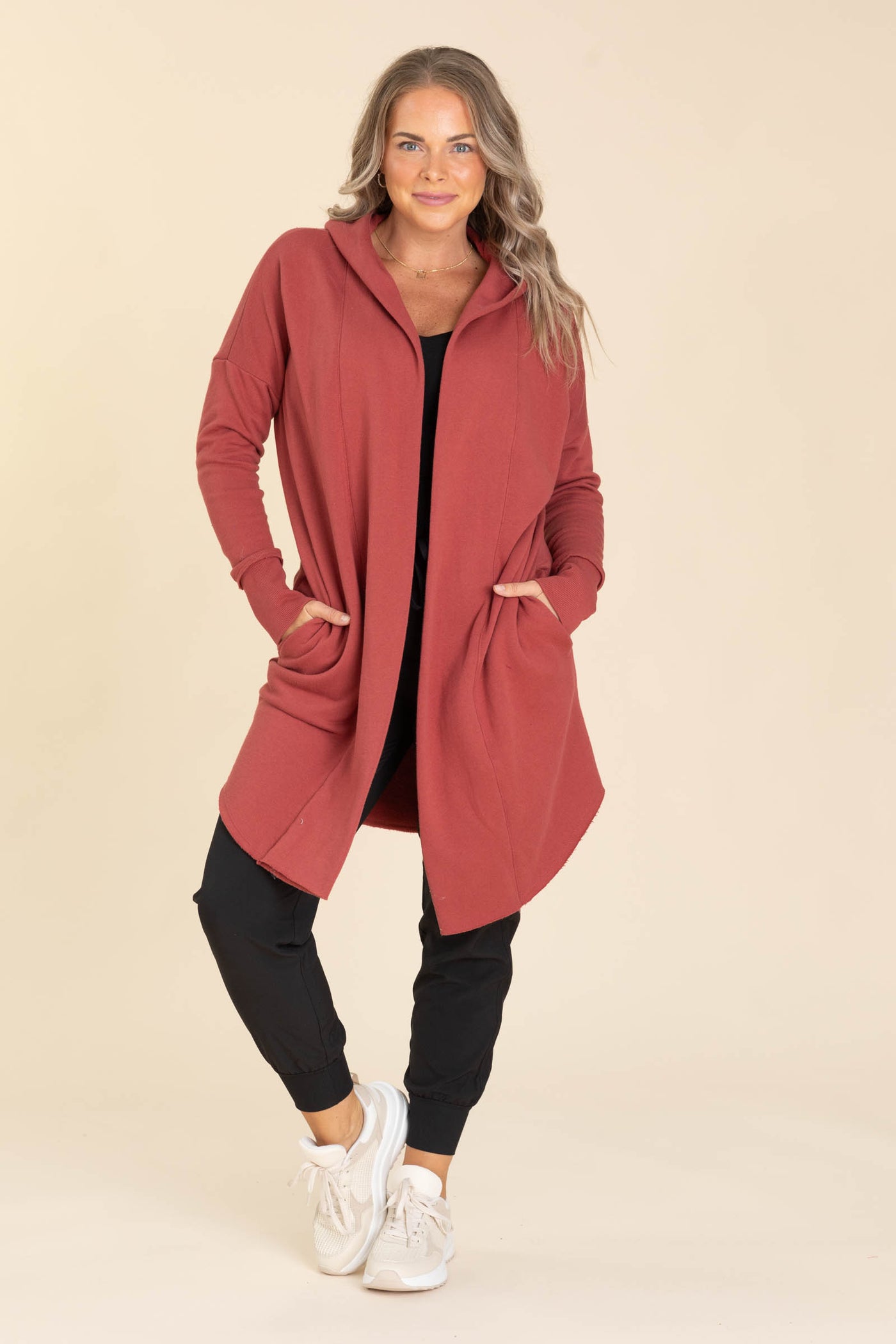 Open Front Longline Hoodie Cardigans