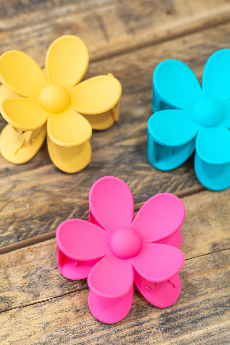 Pink Matte Flower Hair Clip