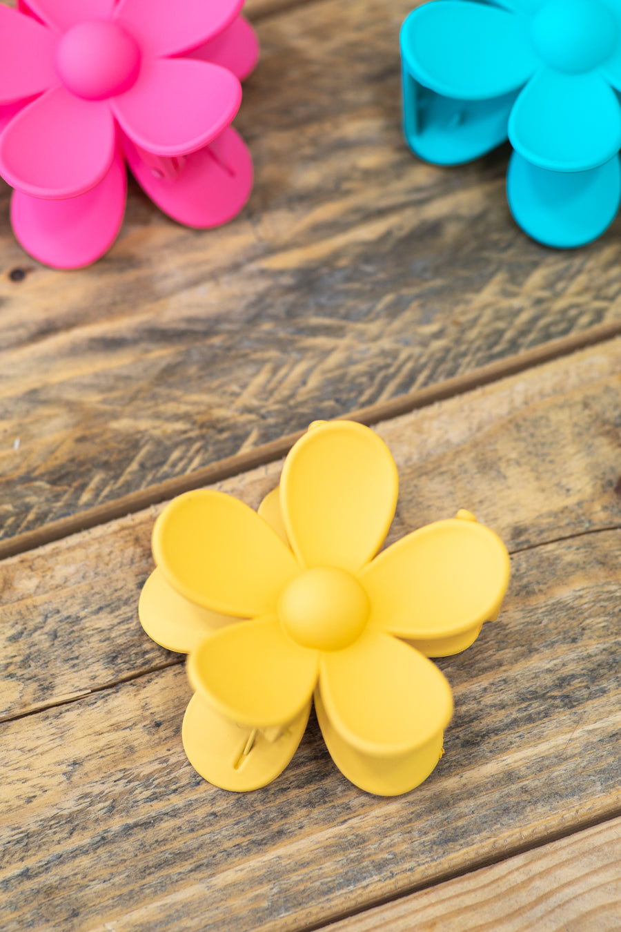 Yellow Matte Flower Hair Clip