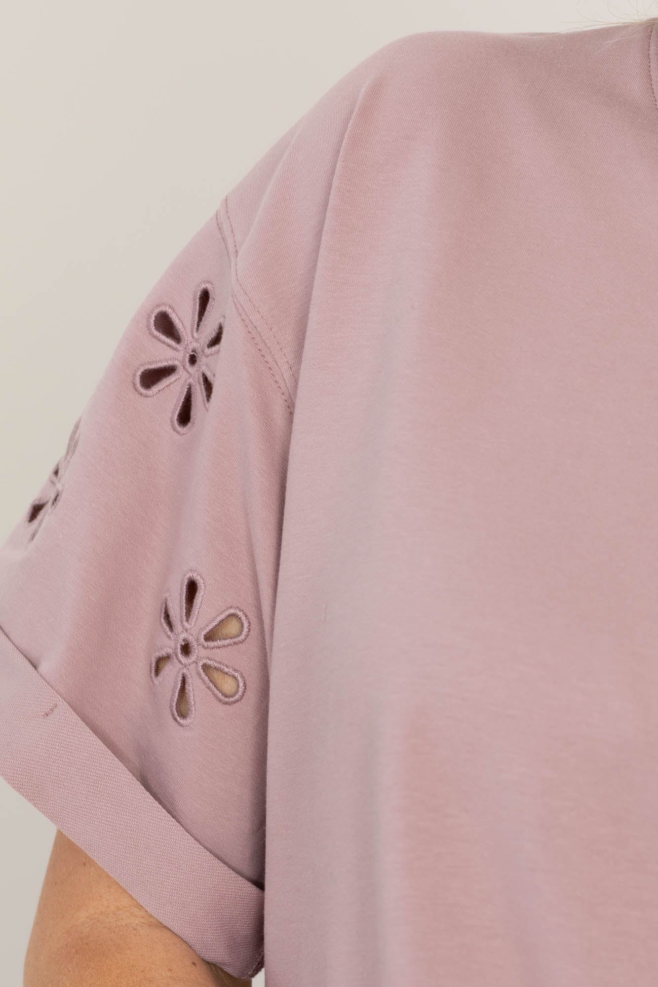 Dusty Rose Short Sleeve Cut Out Floral Dress