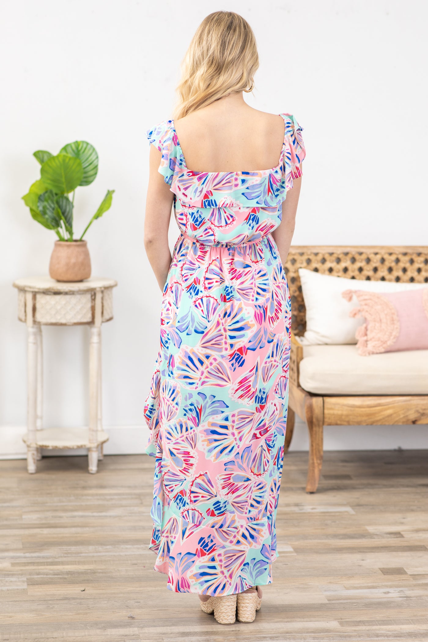 Mint and Baby Pink Asymmetrical Hi-Low Dress Filly Flair Mint and Baby Pink Asymmetrical Hi-Low Dress Filly Flair