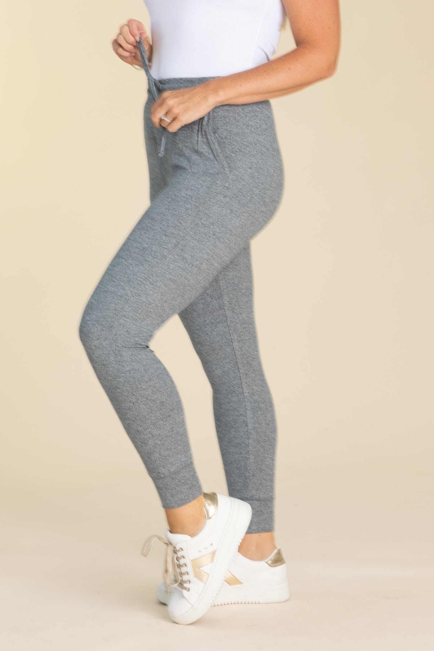 Heather Grey Brushed Drawstring Joggers