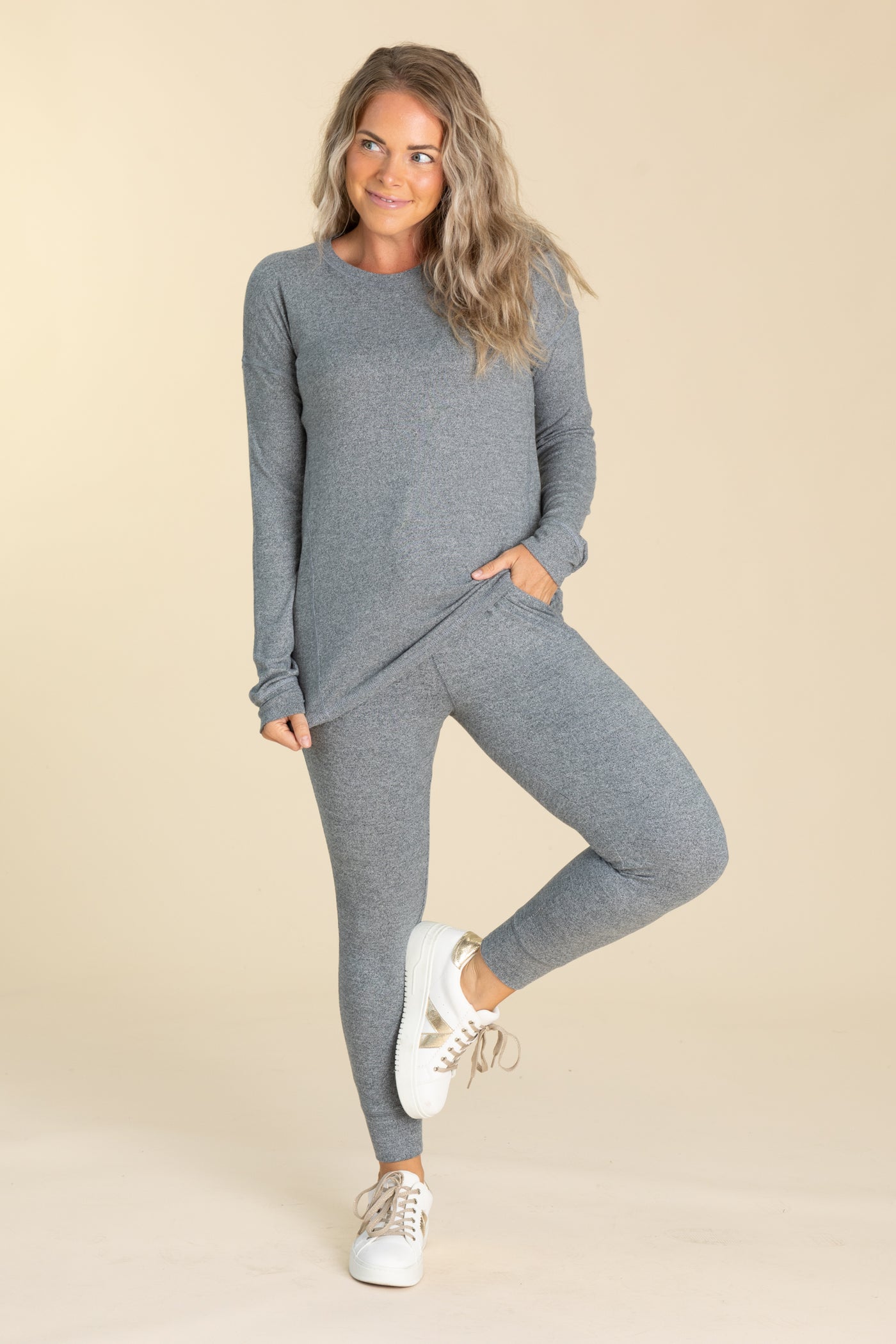 Heather Grey Brushed Drawstring Joggers